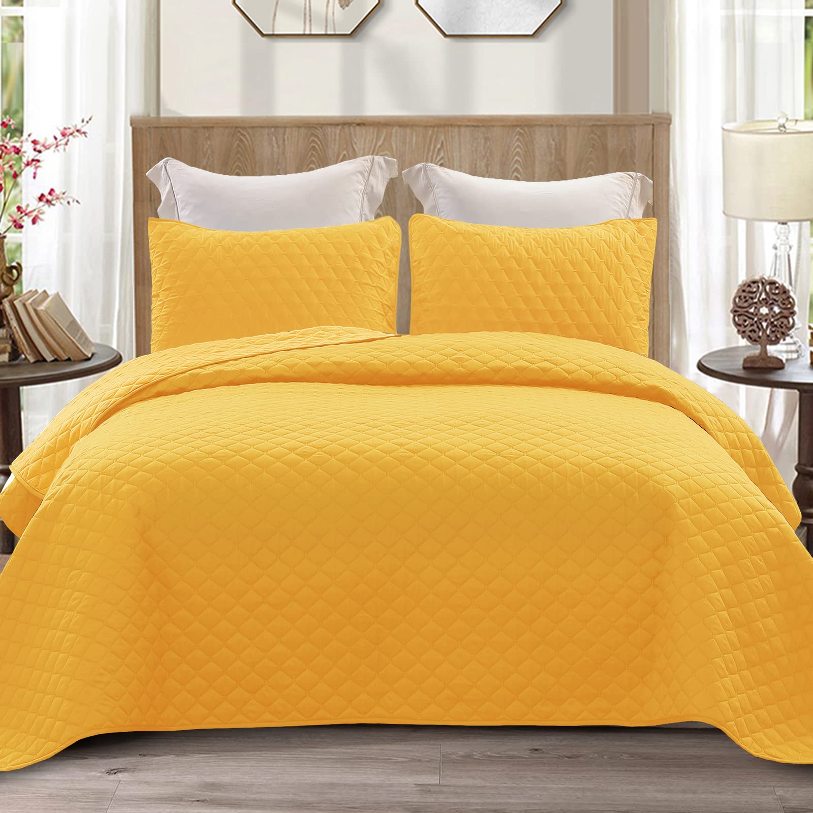 Exclusivo Mezcla Reversible Full Queen Quilt Bedding Set with Pillow Shams, Lightweight Quilts Queen Size, Soft Bedspreads Bed Coverlets for All Seasons - (Lilac Ash, 90"x96")
