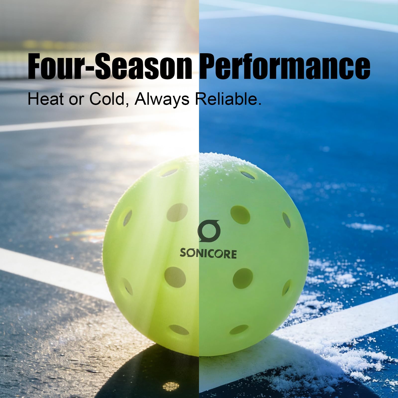 SONICORE Premium Outdoor Pickleball Balls, 4Count/12 Count Pack, Extreme Durability, Tournament-Ready Level, 40-Hole Precision Drilled, Crack-Resistant