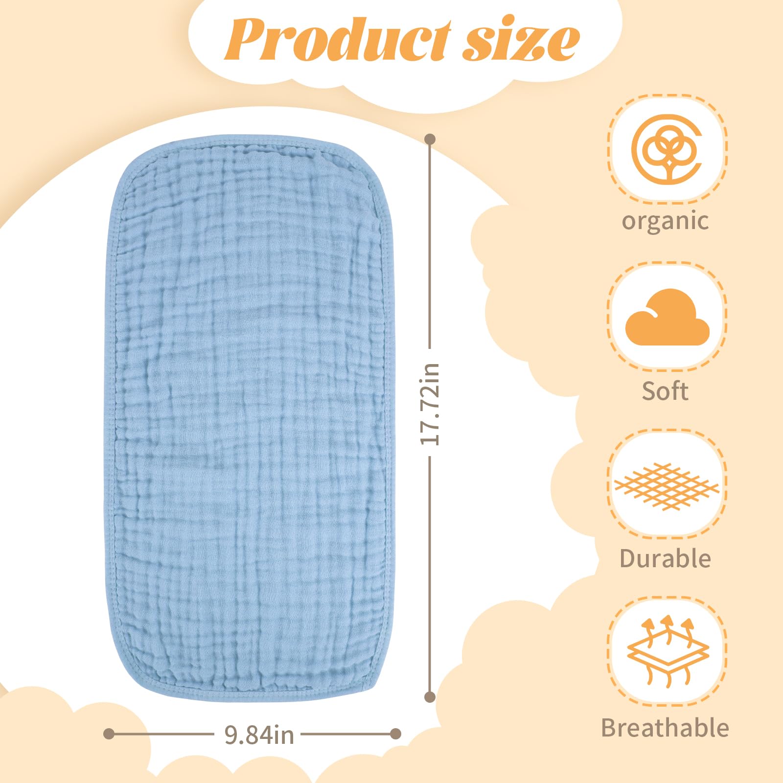 MIGIOL Muslin Burp Cloths 100% Cotton Baby Burp Cloths Soft, Absorbent 10x20 inches for Girls and Boys Baby Essentials