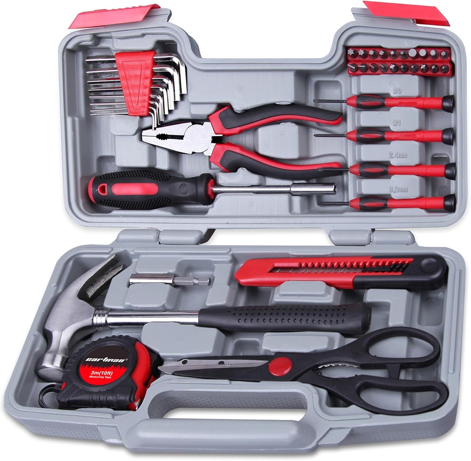 CARTMAN 39 Piece Tool Set General Household Hand Kit with Plastic Toolbox Storage Case Orange