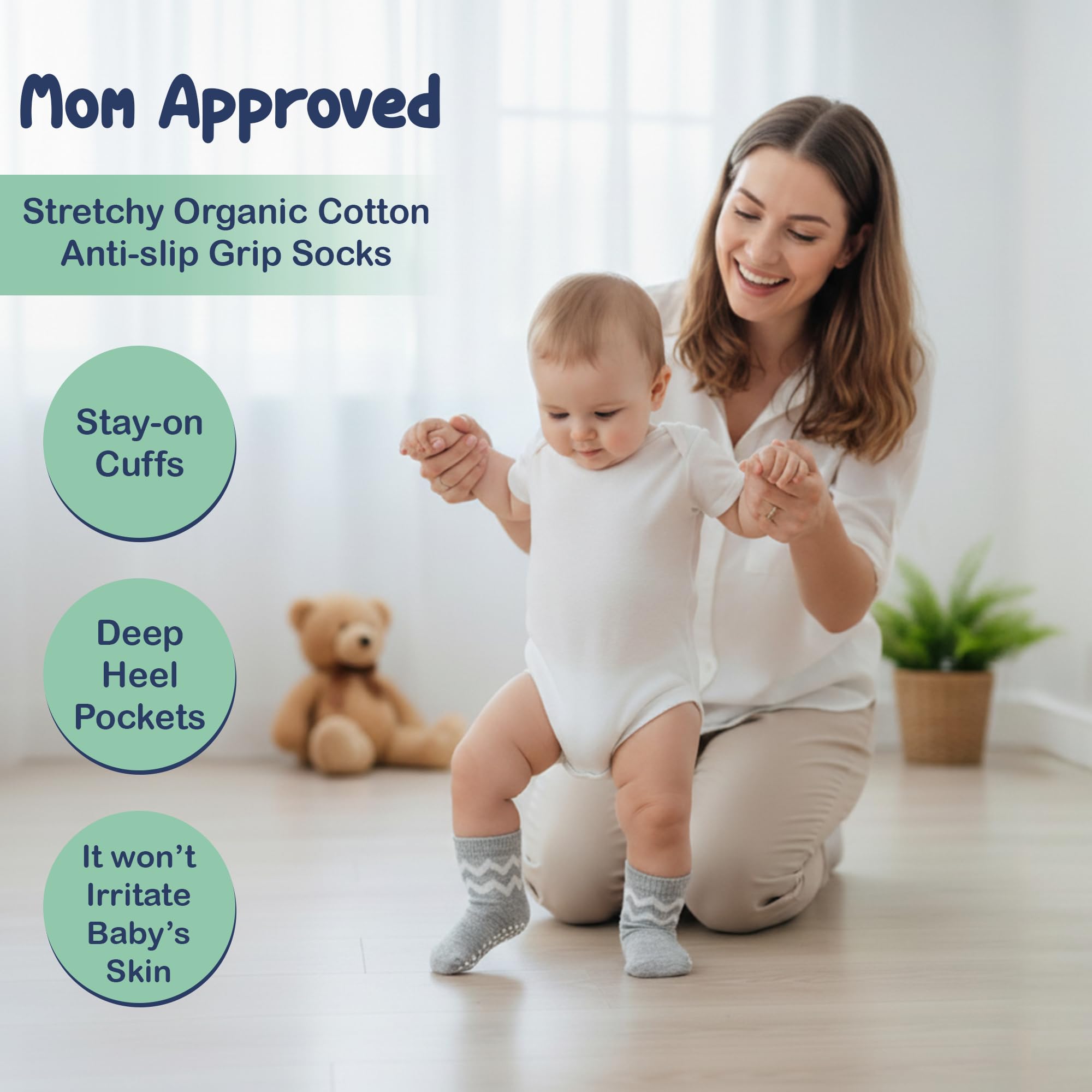 Mother's Choice Organic Cotton Baby Socks Infant 0-6 Months - 12 pairs Soft, Cozy, and Gentle Newborn Socks for Girls & Boys, Perfect Baby Gift for Everyday Wear, and Infant Comfort