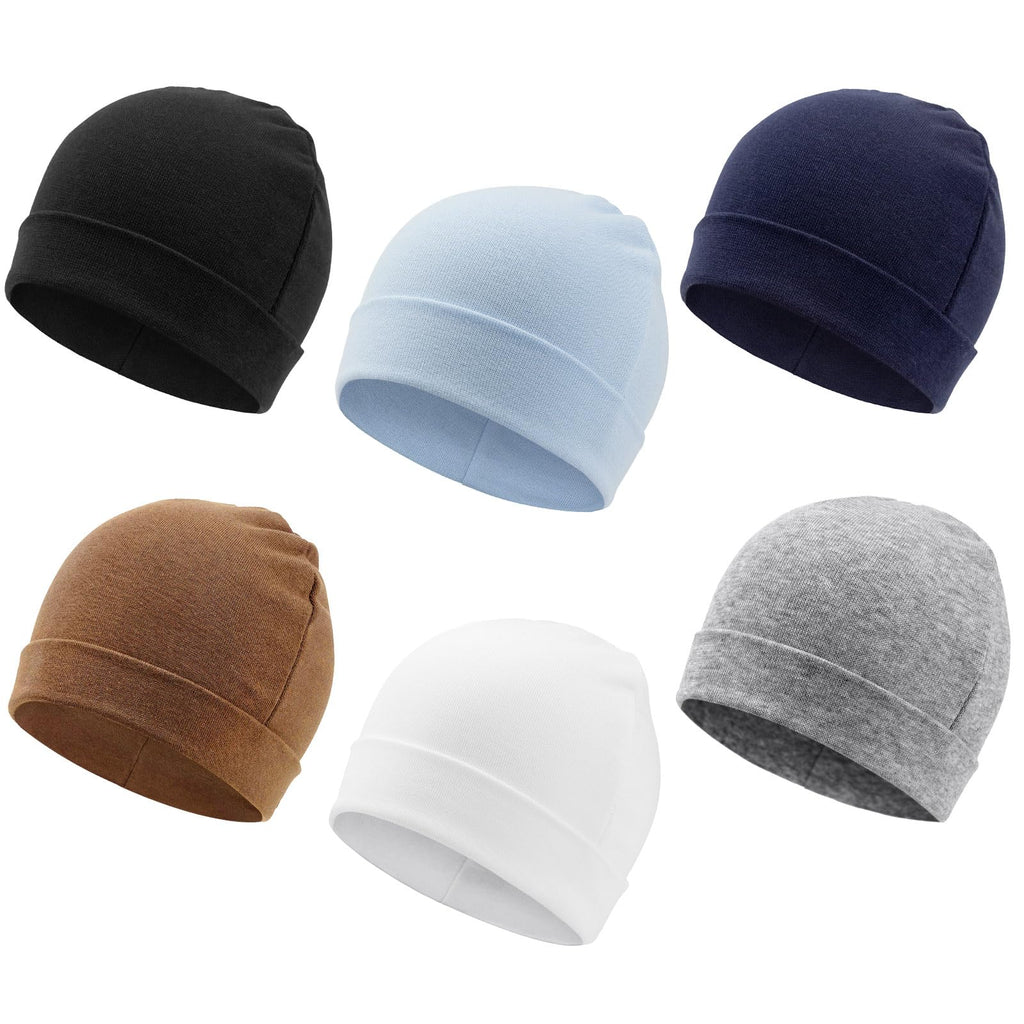 DRESHOW BQUBO 6 Pack Baby Beanie Hats for Unisex Infant Toddler Cotton Beanie Newborn Hospital Hat for Boys Girls 0-6 Months