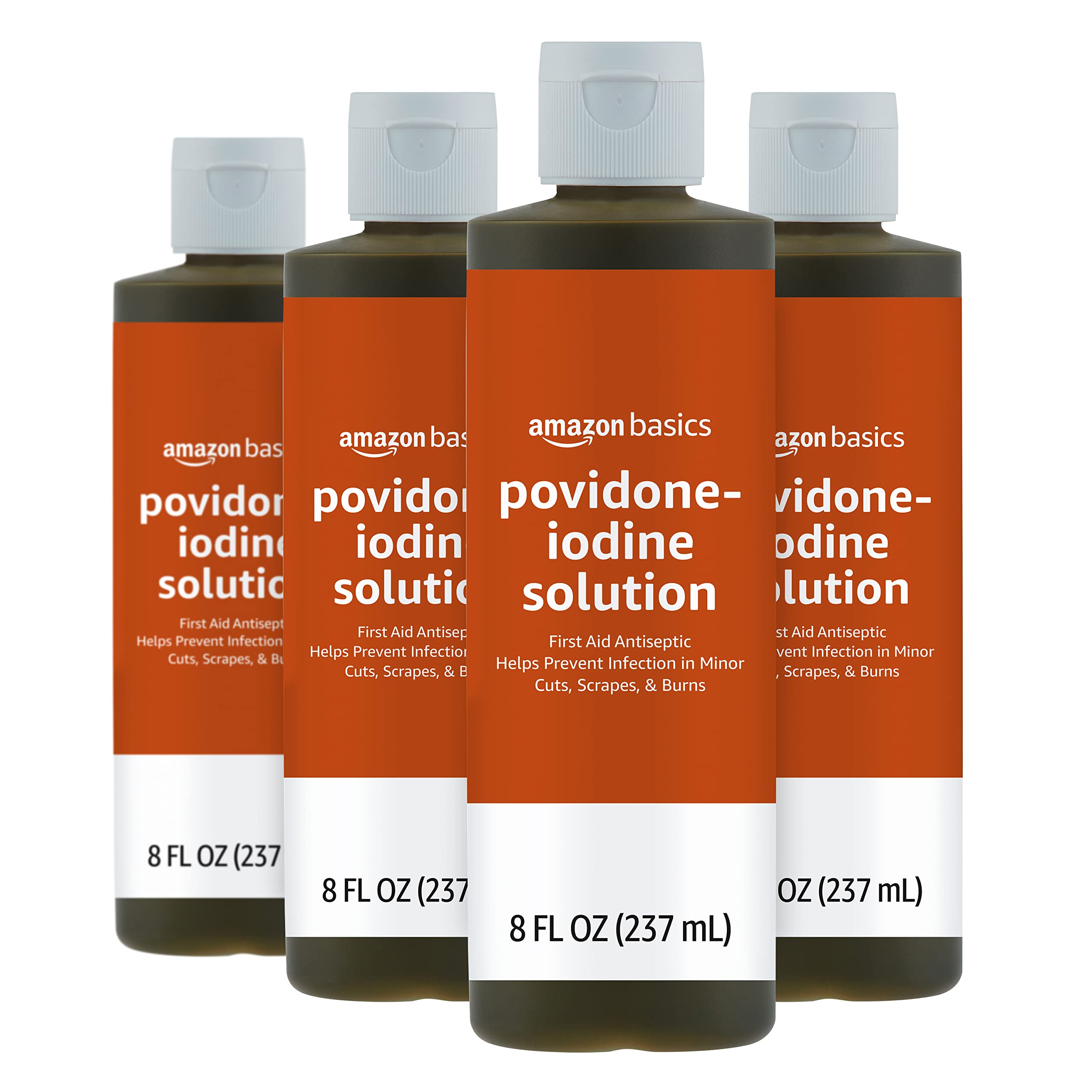 Amazon Basics First Aid Antiseptic, 10% Povidone Iodine Solution First Aid Antiseptic, Unflavored, 8 Fluid Ounces, 1-Pack (Previously Solimo)