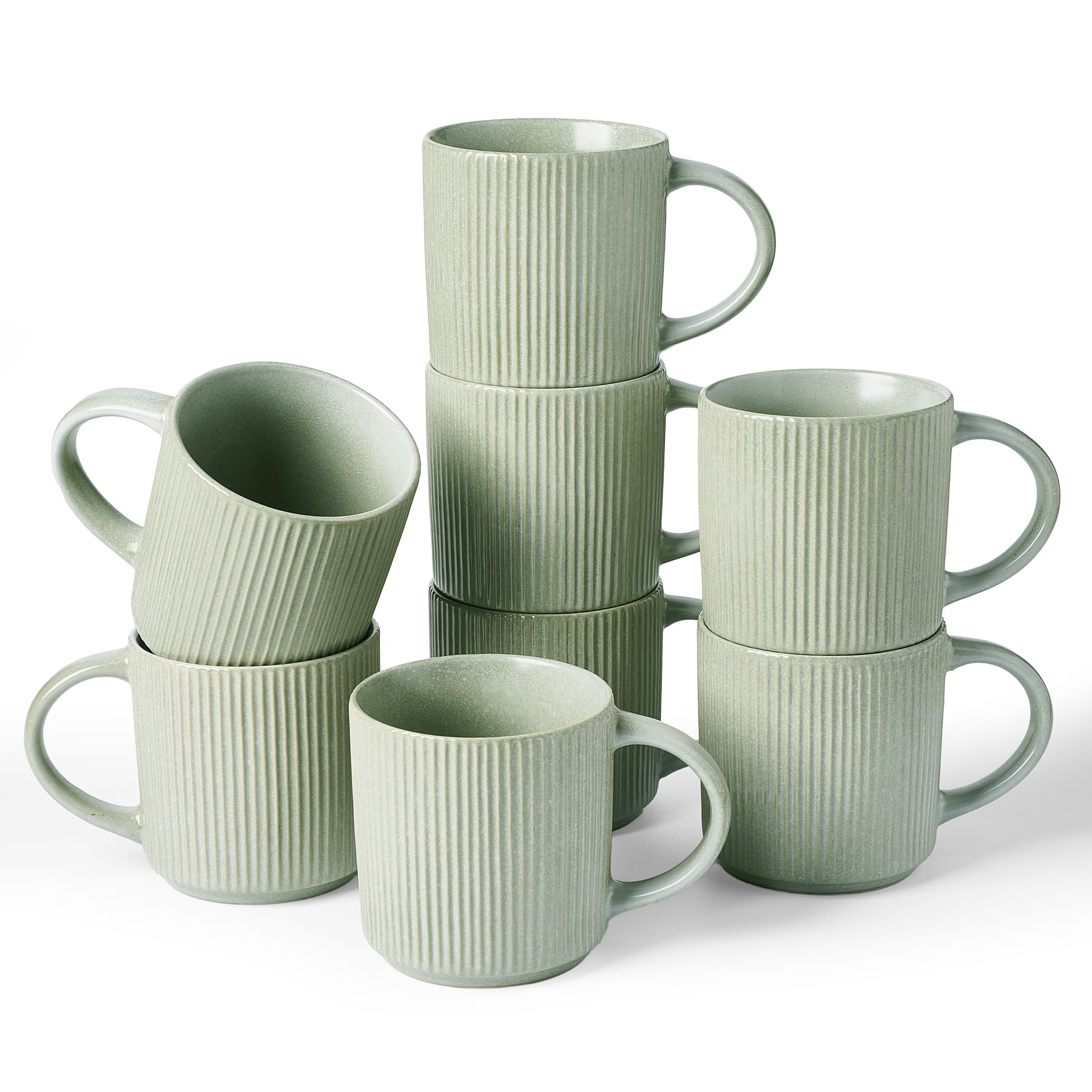 famiware Coffee Mugs Set of 6, Starlight 11 oz Mug Cup Set with Handle for Coffee, Tea, Cocoa, Milk - Ceramic Stoneware Mug Set, Matte Black Grey