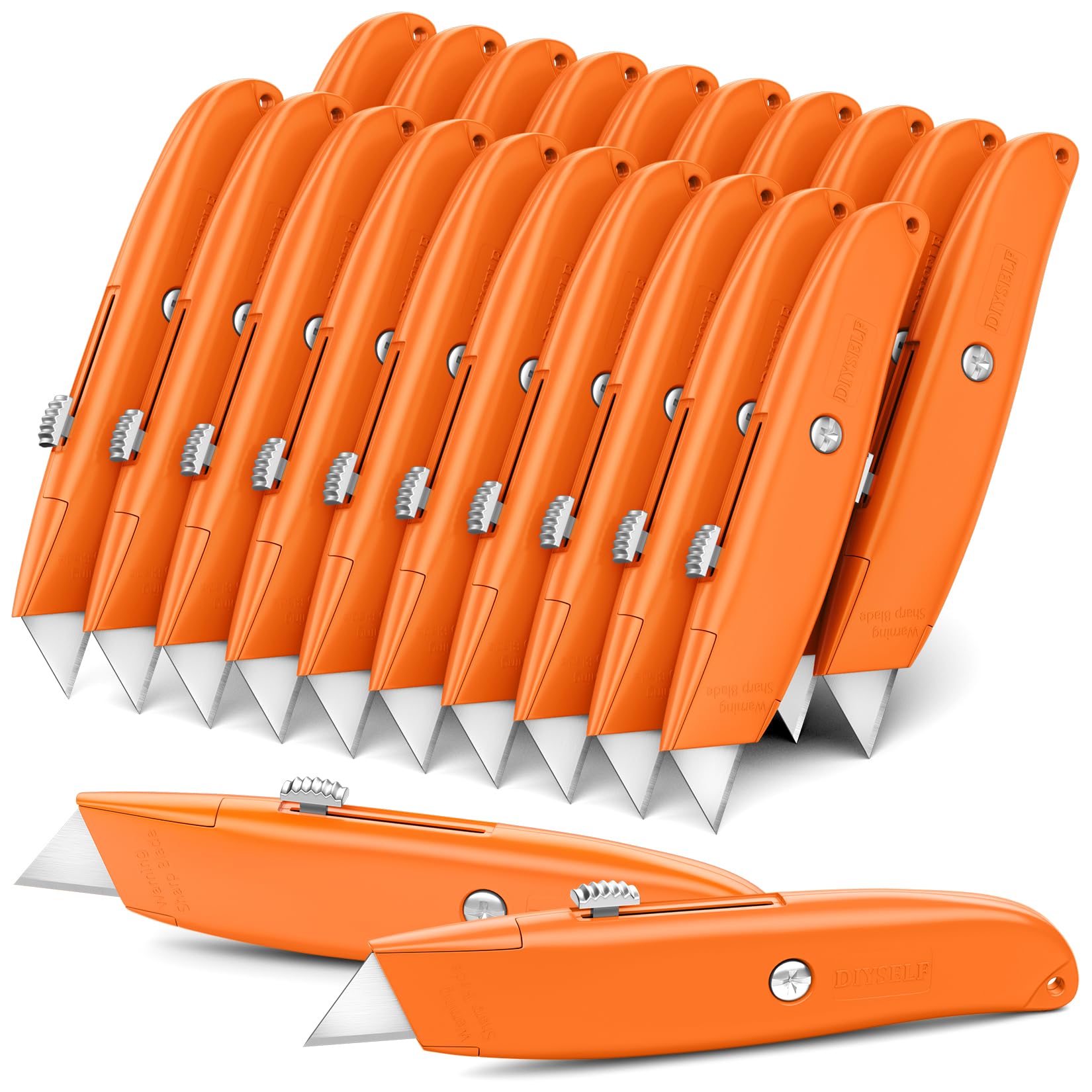 DIYSELF 2Pack Utility Knife Box Cutter Retractable Razor Blade Heavy Duty Box Cutters Knife PVC Pipe Cutter (Red)