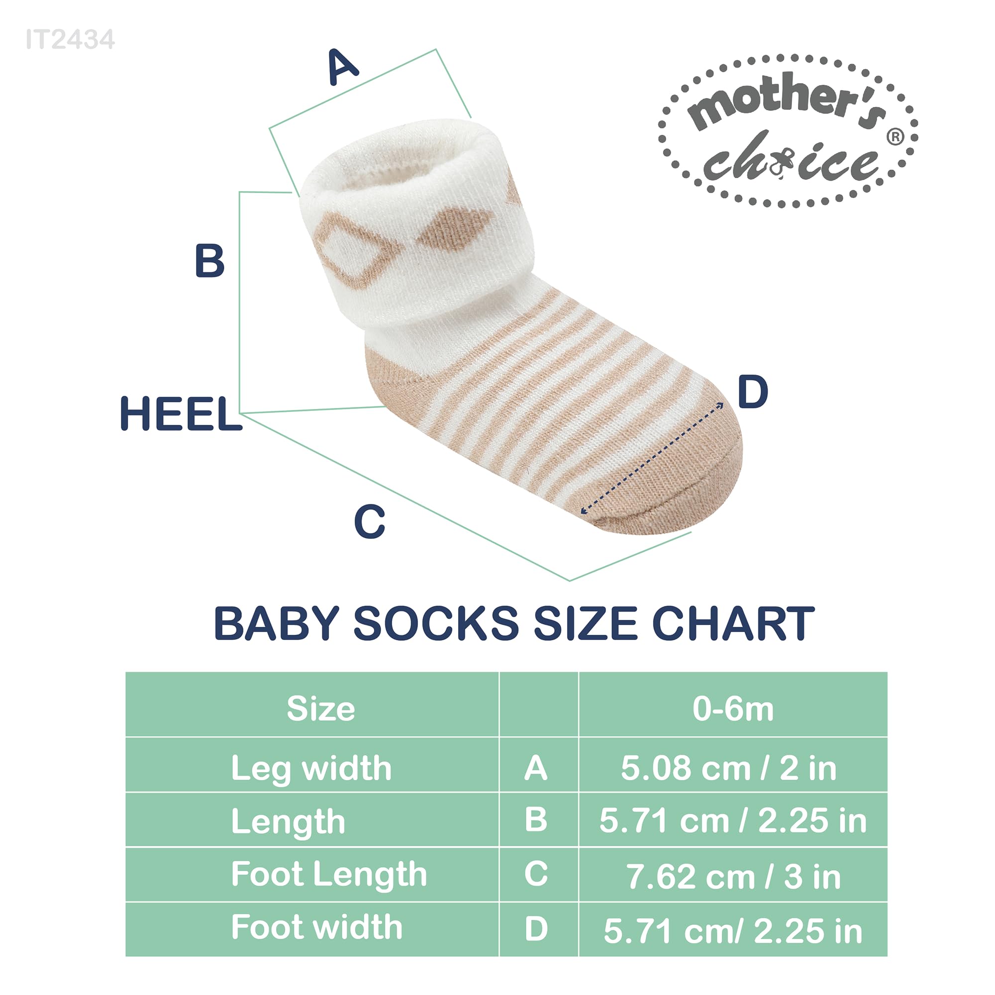 Mother's Choice Organic Cotton Baby Socks Infant 0-6 Months - 12 pairs Soft, Cozy, and Gentle Newborn Socks for Girls & Boys, Perfect Baby Gift for Everyday Wear, and Infant Comfort
