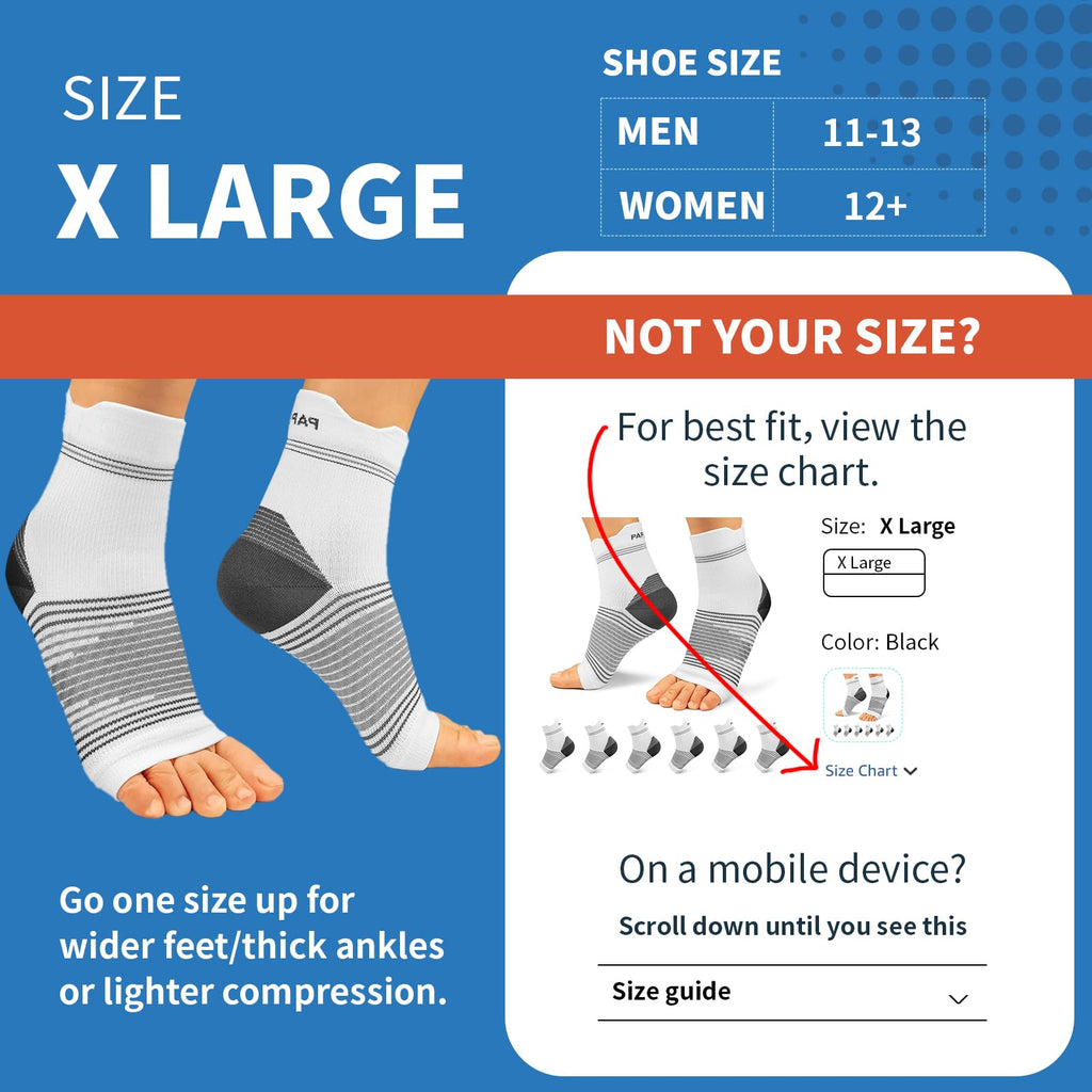 Plantar Fasciitis Sock (6 Pairs) for Men and Women, Compression Foot Sleeves with Arch and Ankle Support, Black, X-Large