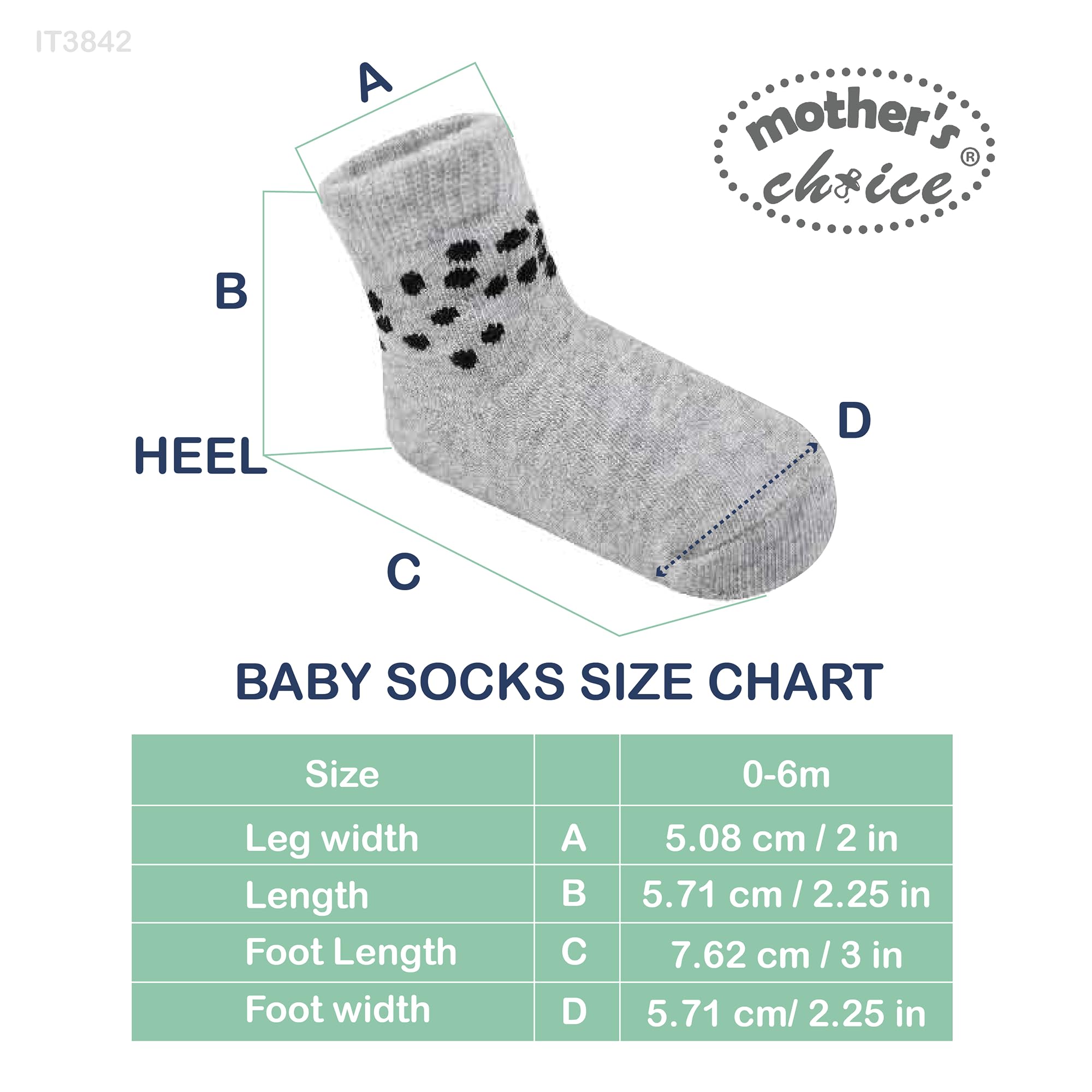 Mother's Choice Organic Cotton Baby Socks Infant 0-6 Months - 12 pairs Soft, Cozy, and Gentle Newborn Socks for Girls & Boys, Perfect Baby Gift for Everyday Wear, and Infant Comfort