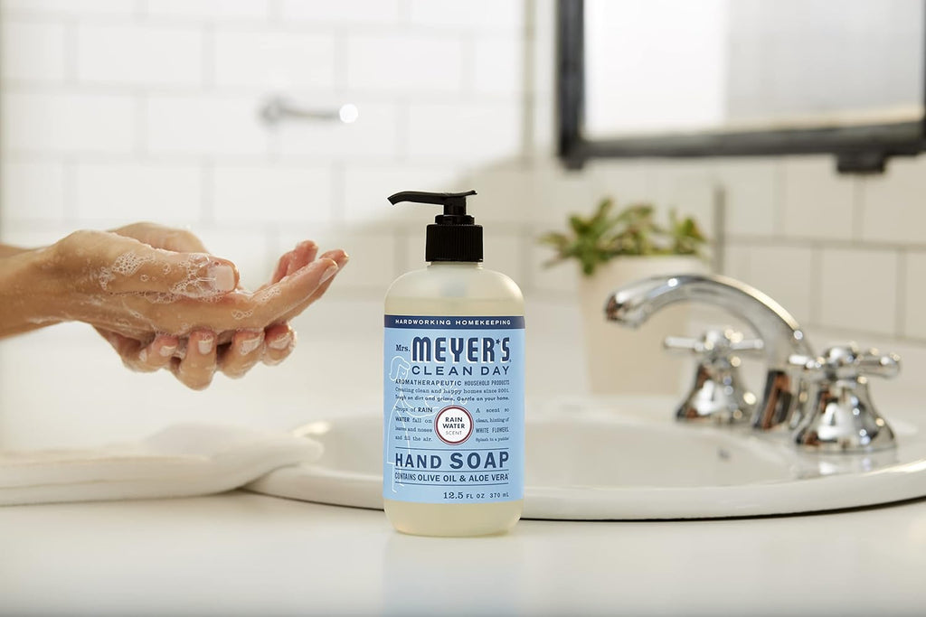 MRS. MEYER'S CLEAN DAY Hand Soap, Made with Essential Oils, Rain Water, 12.5 fl. oz - Pack of 3