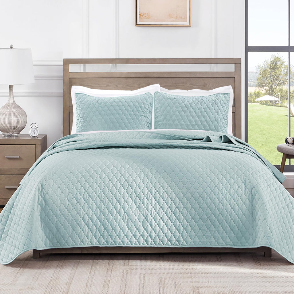 Exclusivo Mezcla Reversible Full Queen Quilt Bedding Set with Pillow Shams, Lightweight Quilts Queen Size, Soft Bedspreads Bed Coverlets for All Seasons - (Lilac Ash, 90"x96")