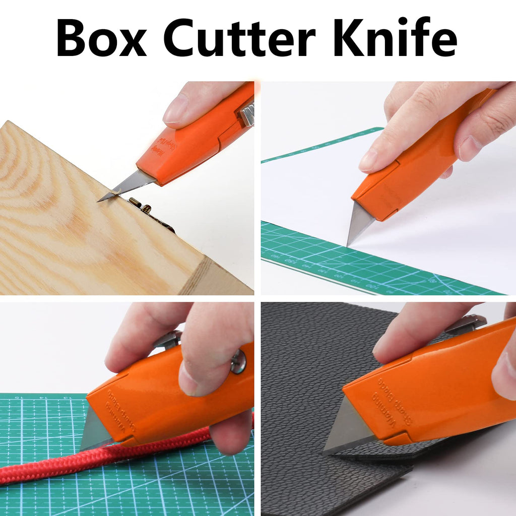 DIYSELF 2Pack Utility Knife Box Cutter Retractable Razor Blade Heavy Duty Box Cutters Knife PVC Pipe Cutter (Red)