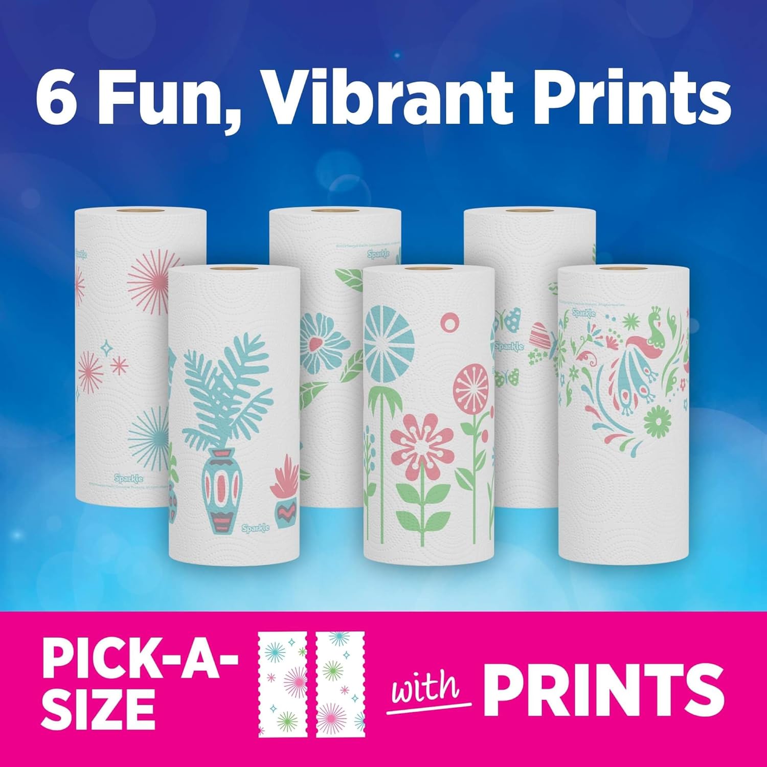 Sparkle Pick-A-Size Paper Towels, 24 Double Rolls (2,640 Sheets Total) - Strong 2-Ply Towels for Kitchen Cleanup and Everyday Messes