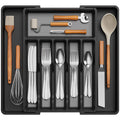 Lifewit Silverware Drawer Organizer, Expandable Utensil Tray for Kitchen, BPA Free Flatware and Cutlery Holder, Adjustable Plastic Storage for Spoons Forks Knives, 8.5"-14.1" x 12.1", Black