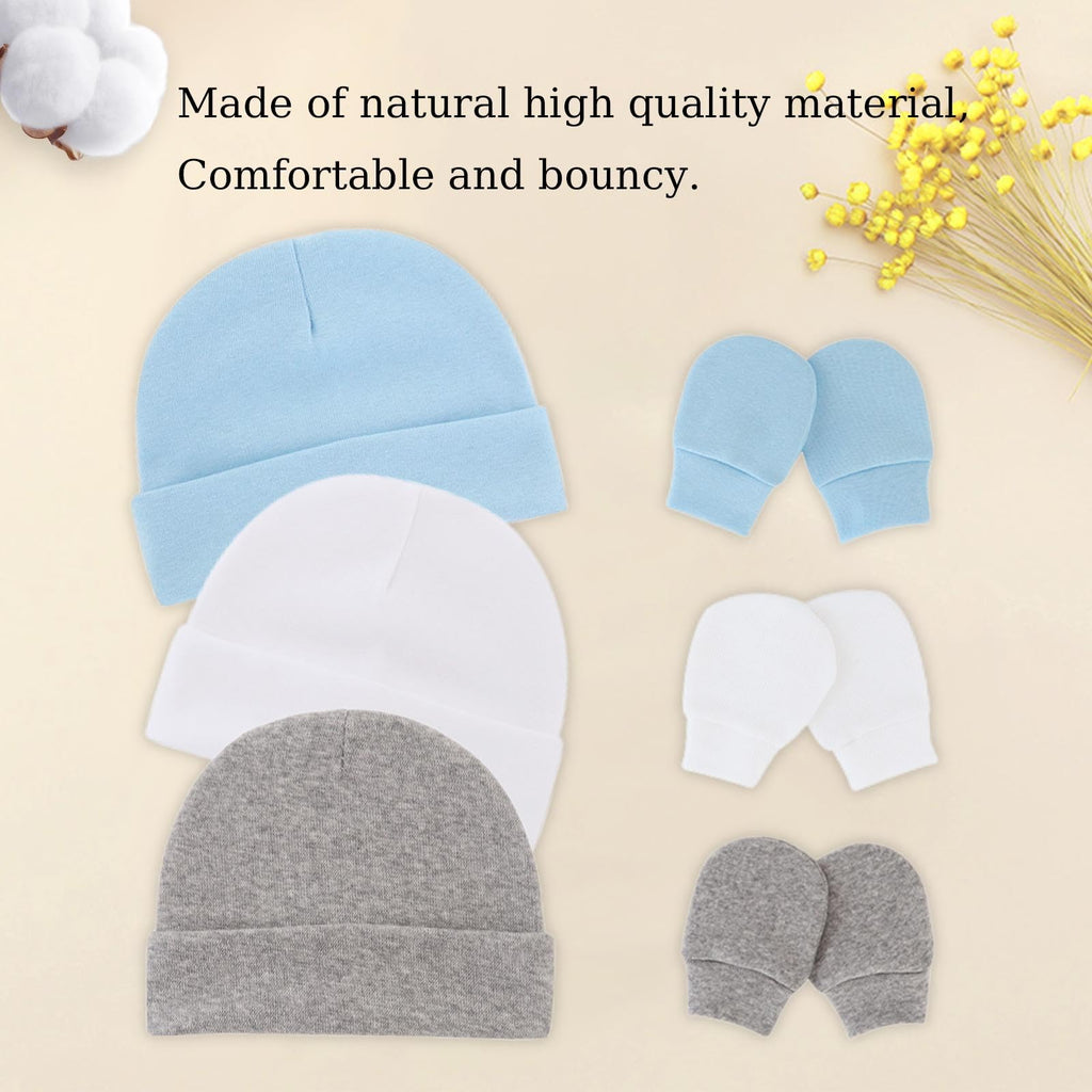 Fecawd Baby Hats and Mittens Newborn Hats Gloves Infant Beanie Soft Cap Mitten Sets for 0-6 Months Boys Girls