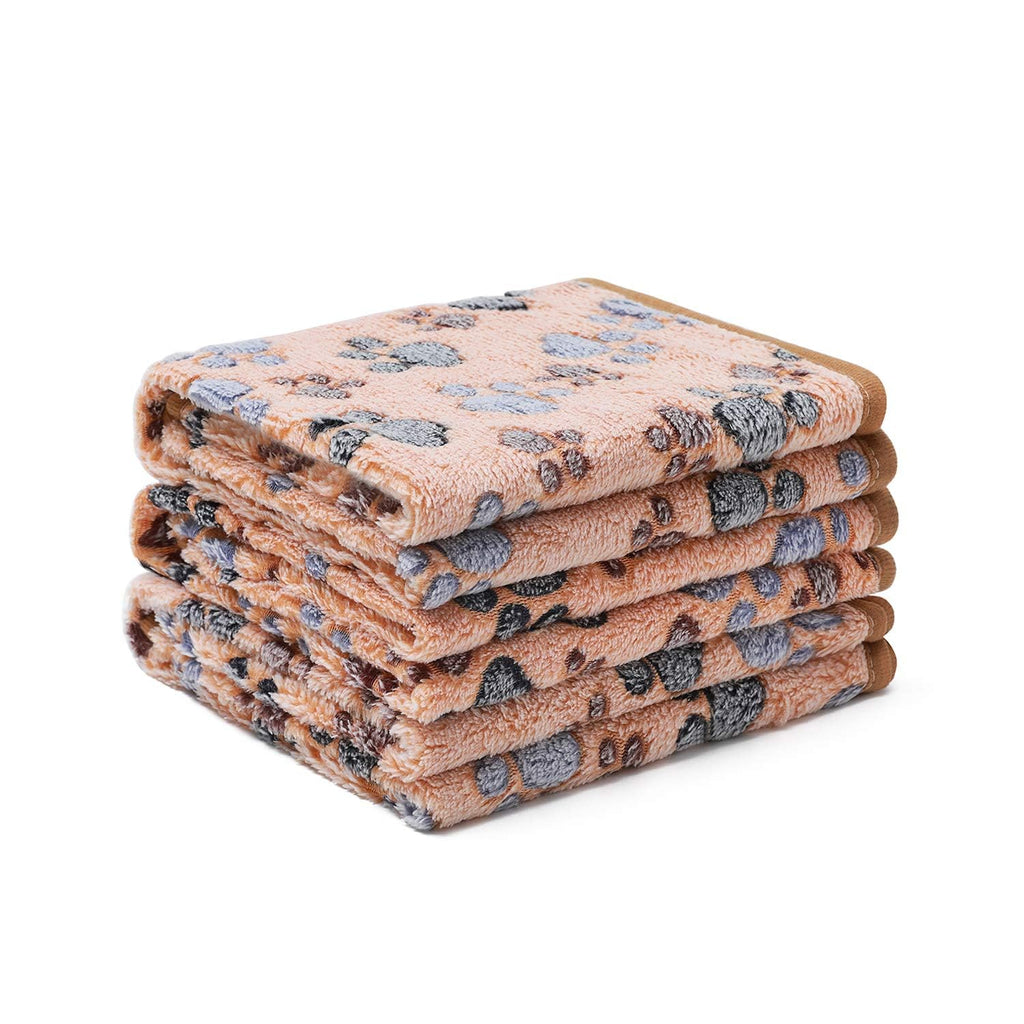 Luciphia 1 Pack 3 Blankets Super Soft Fluffy Premium Fleece Pet Blanket Flannel Throw for Dog Puppy Cat Paw Brown/Pink/White Small(23x16 inch)