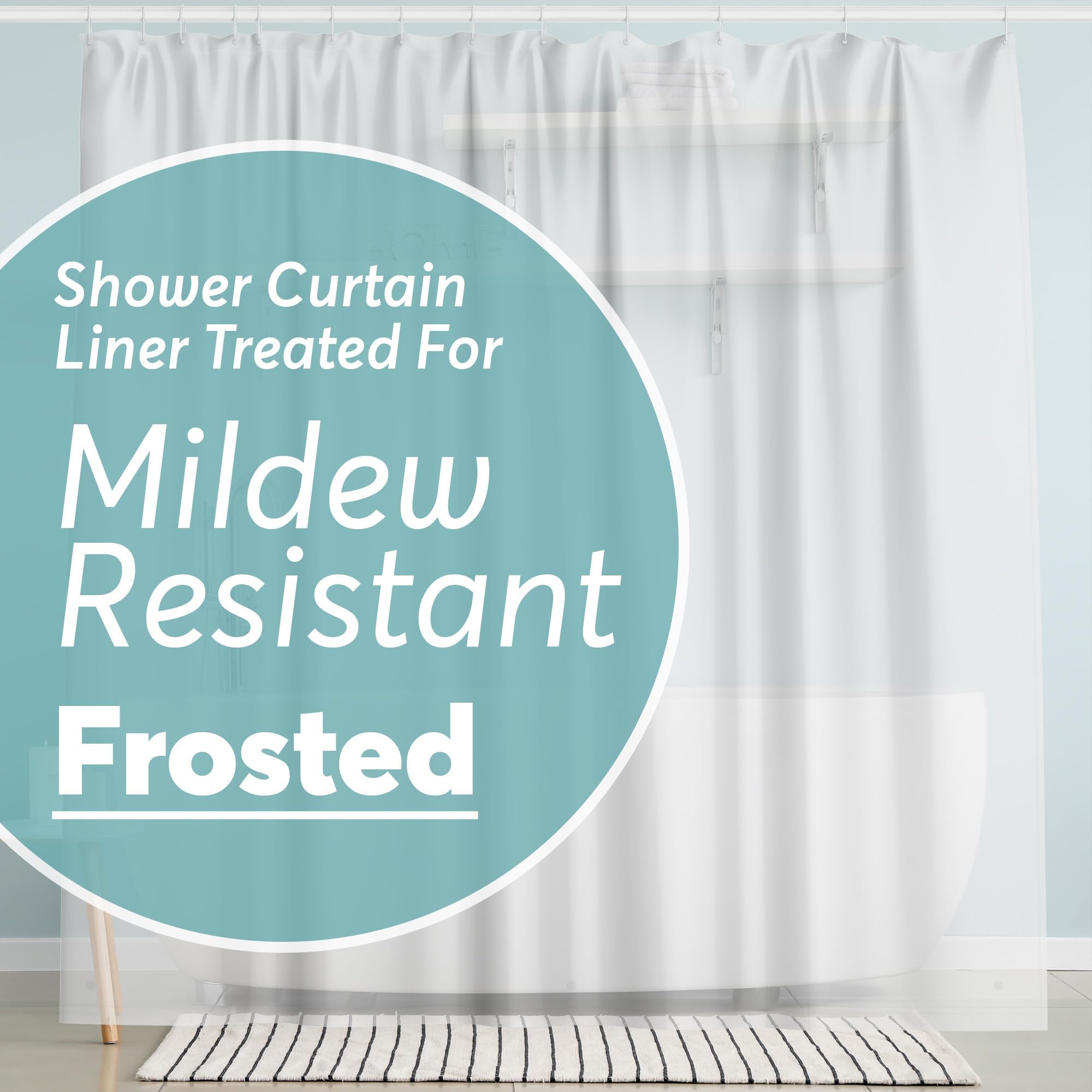 BigFoot Clear Shower Curtain Liner - 72x72 Odorless Plastic with Magnets, Washable Long Bathroom Curtain - Premium PEVA Waterproof Bath Shower Liner, Rust-Proof Bathroom Essentials