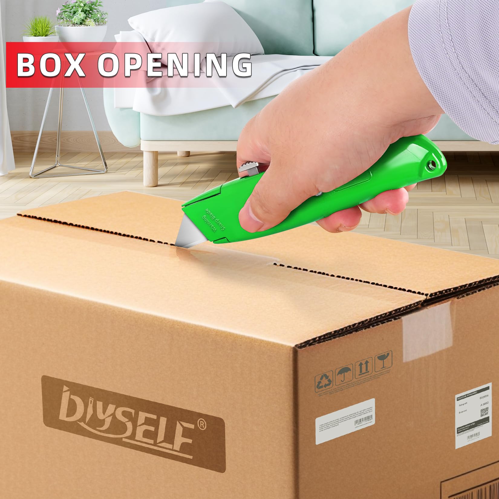 DIYSELF 2Pack Utility Knife Box Cutter Retractable Razor Blade Heavy Duty Box Cutters Knife PVC Pipe Cutter (Red)