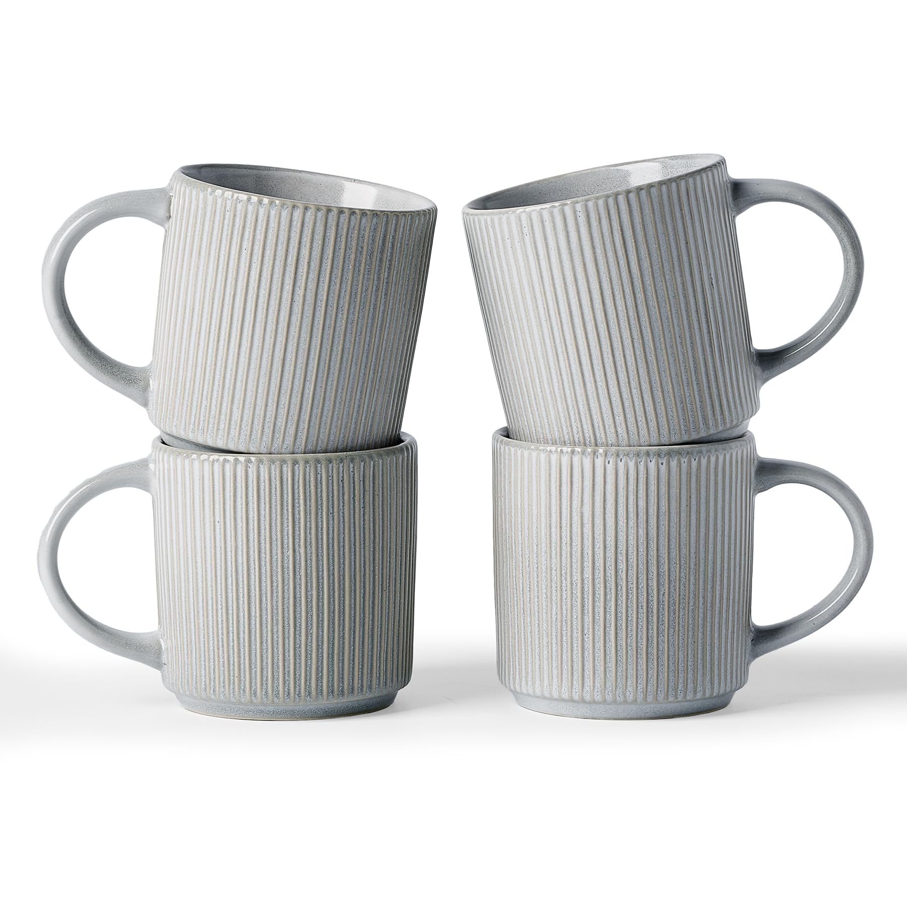 famiware Coffee Mugs Set of 6, Starlight 11 oz Mug Cup Set with Handle for Coffee, Tea, Cocoa, Milk - Ceramic Stoneware Mug Set, Matte Black Grey