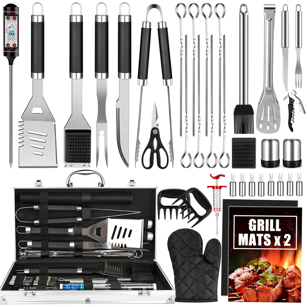 Cifaisi BBQ Grill Accessories Set, 38Pcs Stainless Steel Grill Tools Grilling Accessories with Aluminum Case, Thermometer, Grill Mats for Camping/Backyard Barbecue, Grill Utensils Set for Men Women