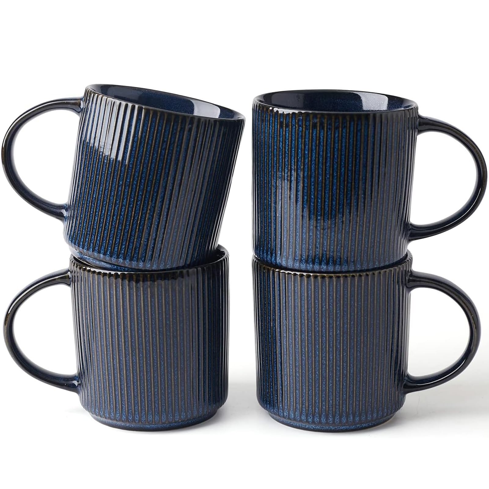 famiware Coffee Mugs Set of 6, Starlight 11 oz Mug Cup Set with Handle for Coffee, Tea, Cocoa, Milk - Ceramic Stoneware Mug Set, Matte Black Grey