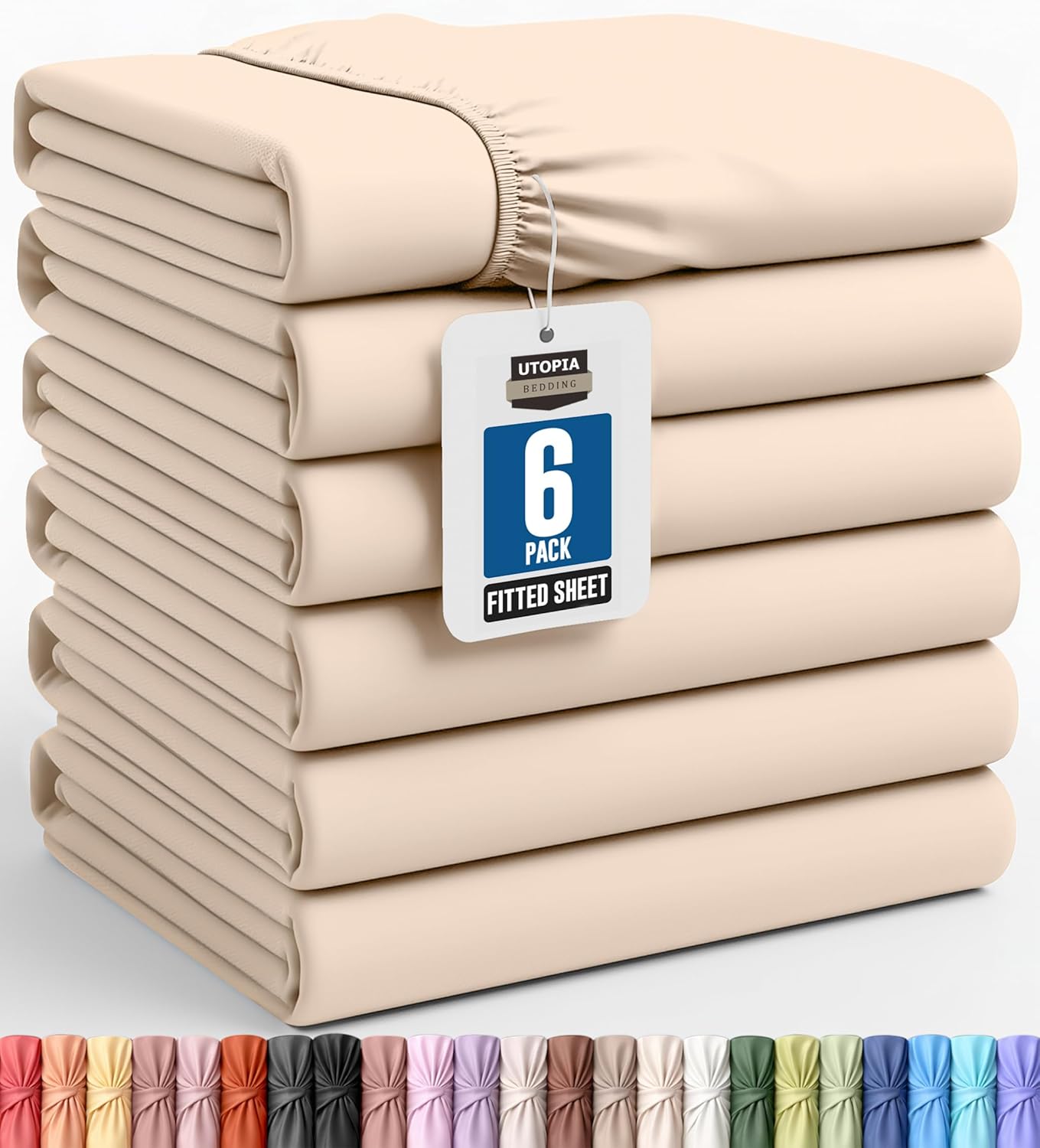 Utopia Bedding Queen Fitted Sheet - Bottom Sheet - Deep Pocket - Soft Microfiber - Shrinkage and Fade Resistant - Easy Care -1 Fitted Sheet Only (Beige)