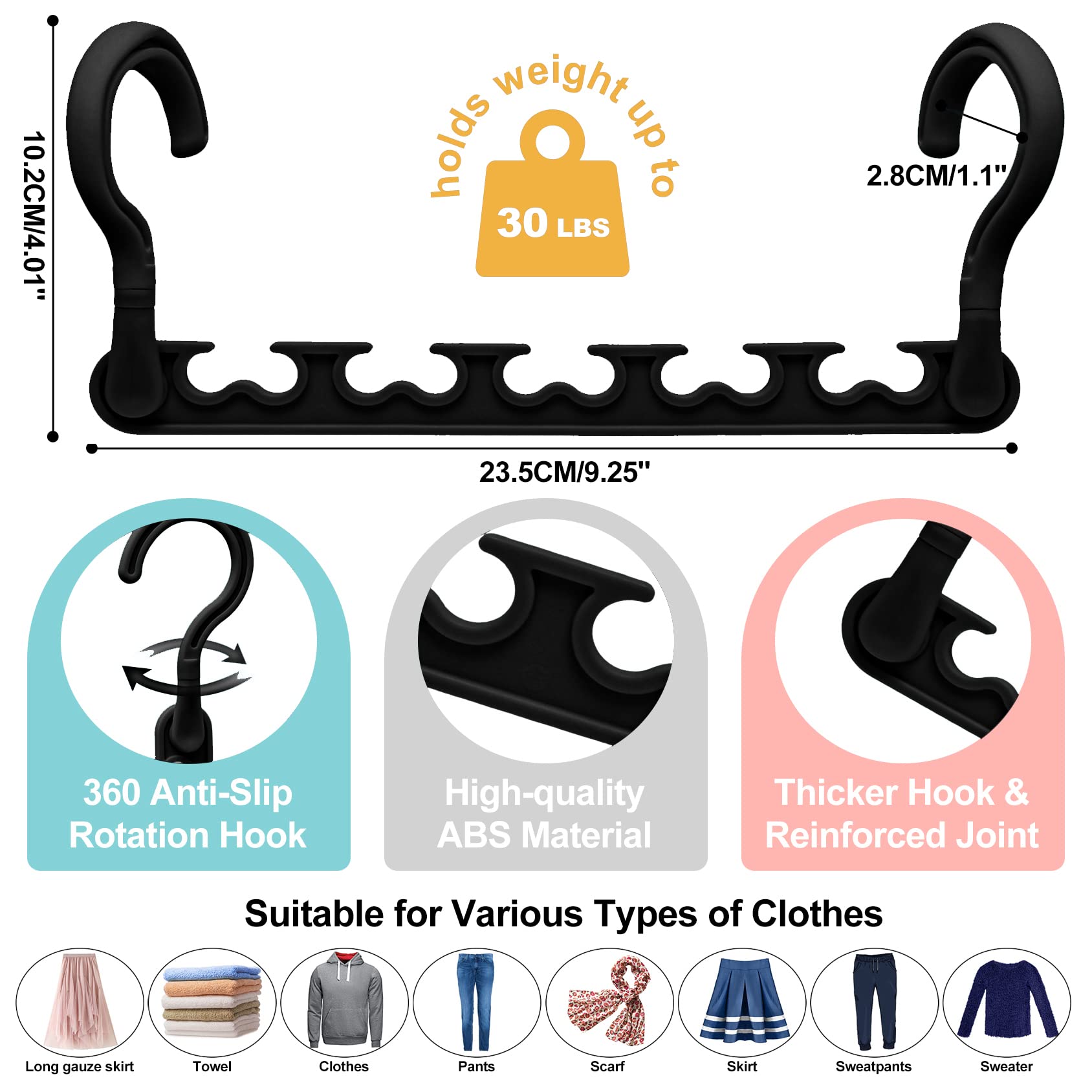 8-Pack-Closet-Organizers-and-Storage,Sturdy Organization-and-Storage-Hangers-Space-Saving for Wardrobe,Dorm-Room-Essentials for College Students Girls Smart Clothes Hanger