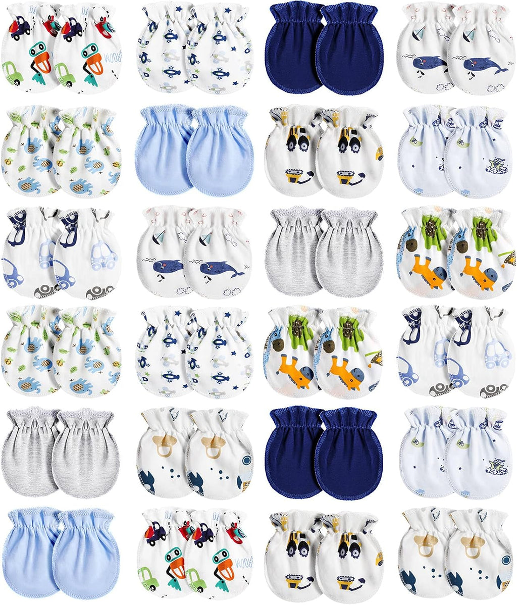 Geyoga 24 Pairs Newborn Baby Mittens No Scratch Mittens Soft Elastic Infant Baby Gloves for 0-6 Months Boy Girl