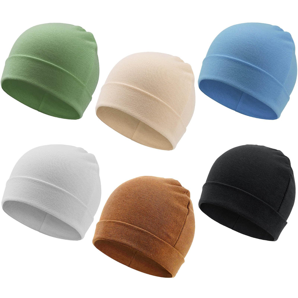 DRESHOW BQUBO 6 Pack Baby Beanie Hats for Unisex Infant Toddler Cotton Beanie Newborn Hospital Hat for Boys Girls 0-6 Months