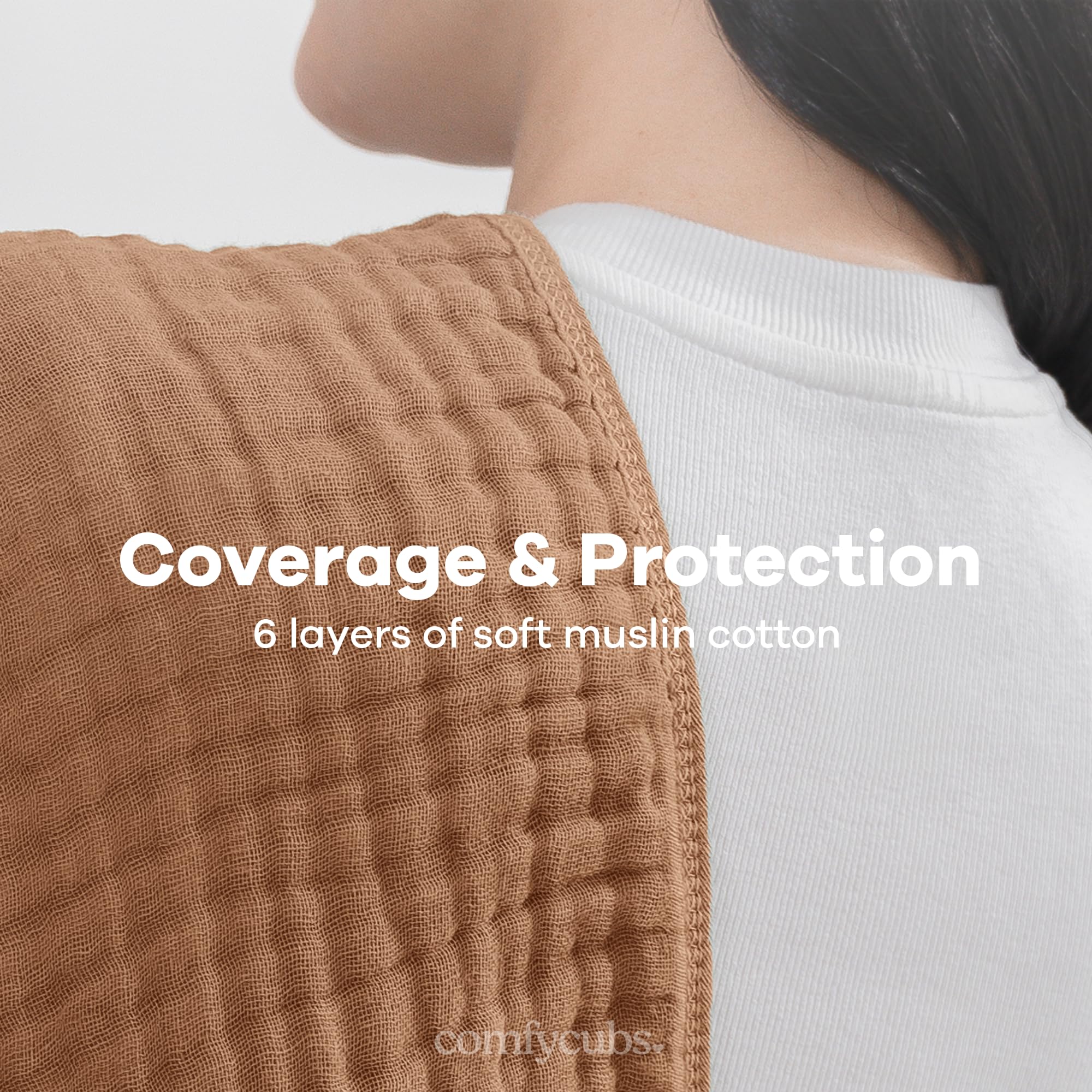 Comfy Cubs Muslin Baby Washcloths 6 Pack - Soft 6-Layer Cotton Wash Cloths for Sensitive Skin - 10"x10" Large, Gentle, Absorbent Infant Essentials for Newborn and Toddlers - Multicolor