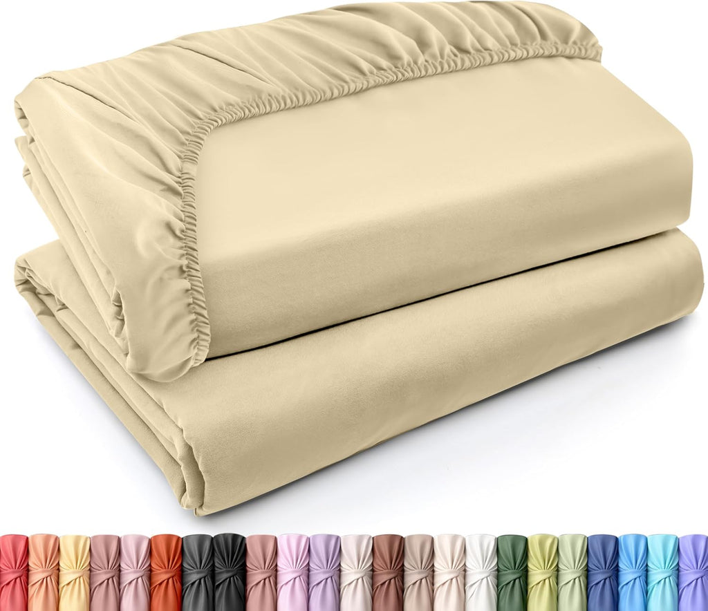 Utopia Bedding Queen Fitted Sheet - Bottom Sheet - Deep Pocket - Soft Microfiber - Shrinkage and Fade Resistant - Easy Care -1 Fitted Sheet Only (Beige)
