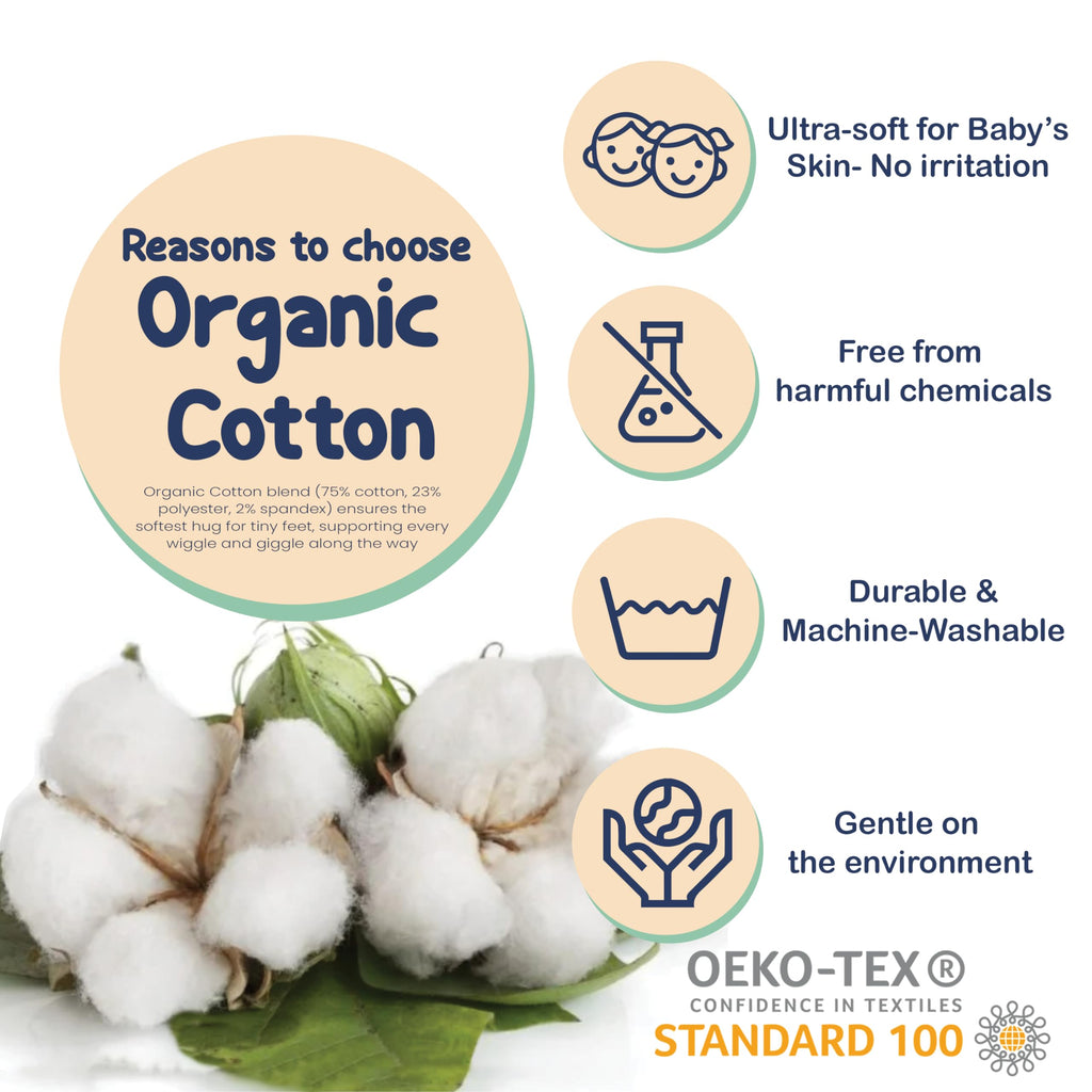 Mother's Choice Organic Cotton Baby Socks Infant 0-6 Months - 12 pairs Soft, Cozy, and Gentle Newborn Socks for Girls & Boys, Perfect Baby Gift for Everyday Wear, and Infant Comfort