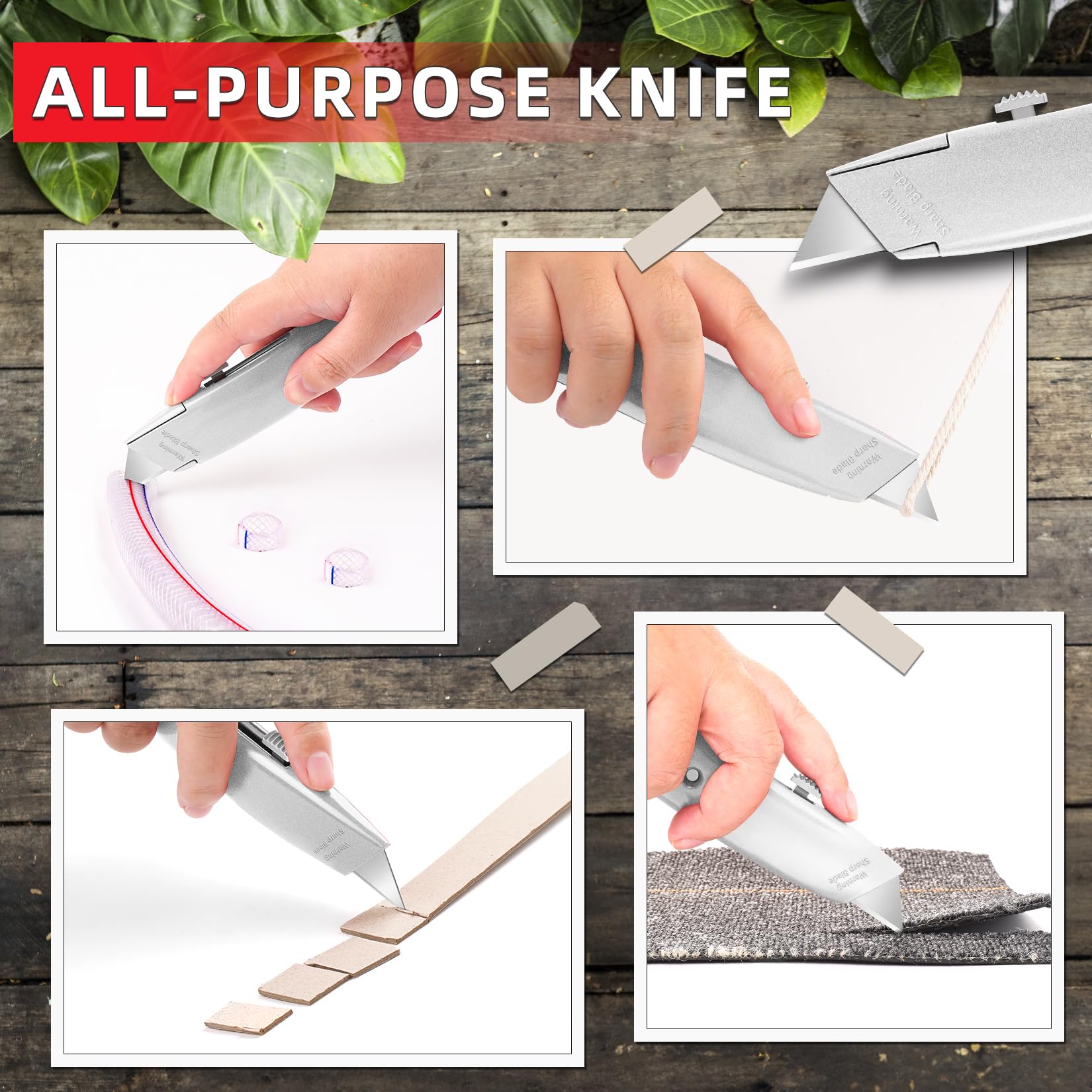 DIYSELF 2Pack Utility Knife Box Cutter Retractable Razor Blade Heavy Duty Box Cutters Knife PVC Pipe Cutter (Red)