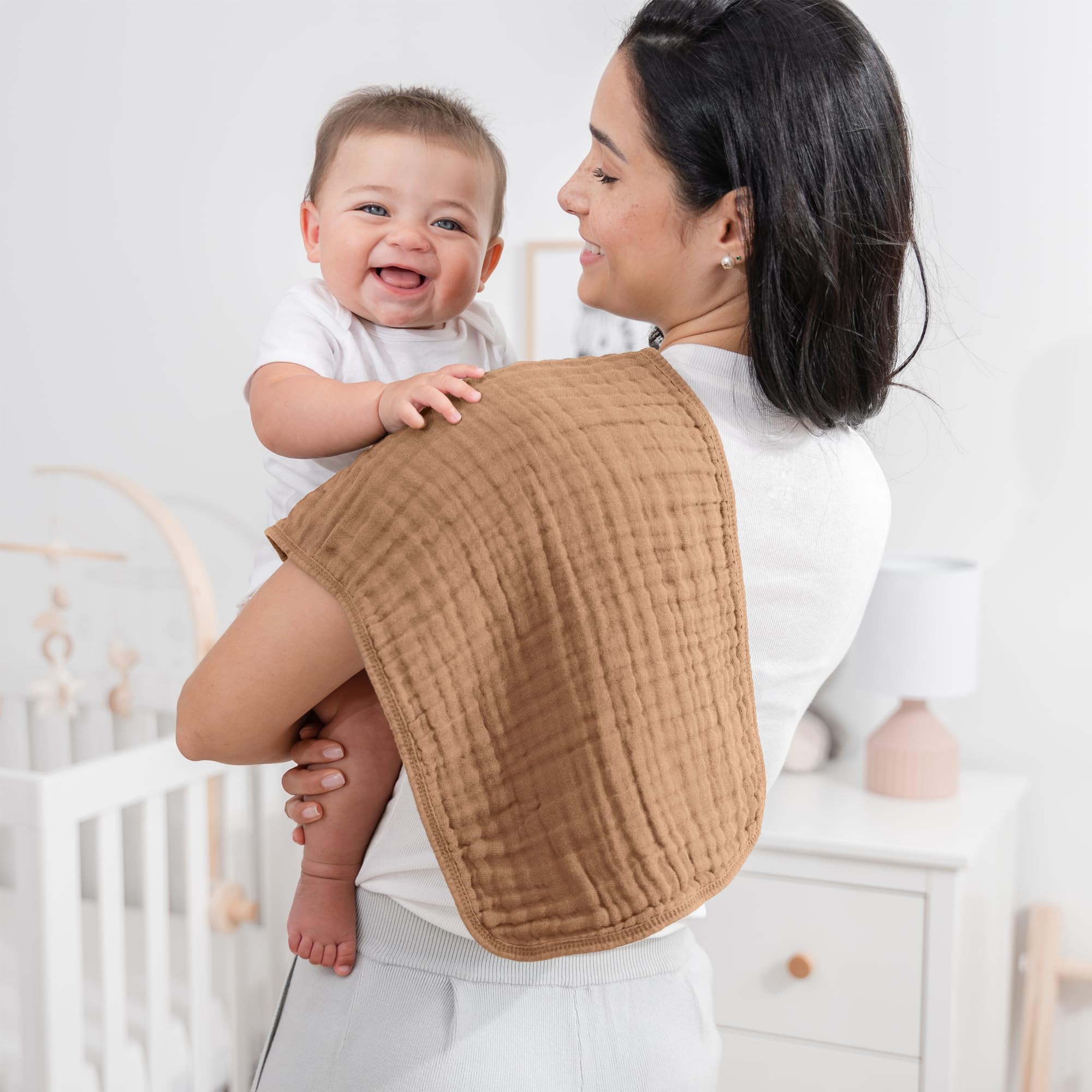 Comfy Cubs Muslin Baby Washcloths 6 Pack - Soft 6-Layer Cotton Wash Cloths for Sensitive Skin - 10"x10" Large, Gentle, Absorbent Infant Essentials for Newborn and Toddlers - Multicolor