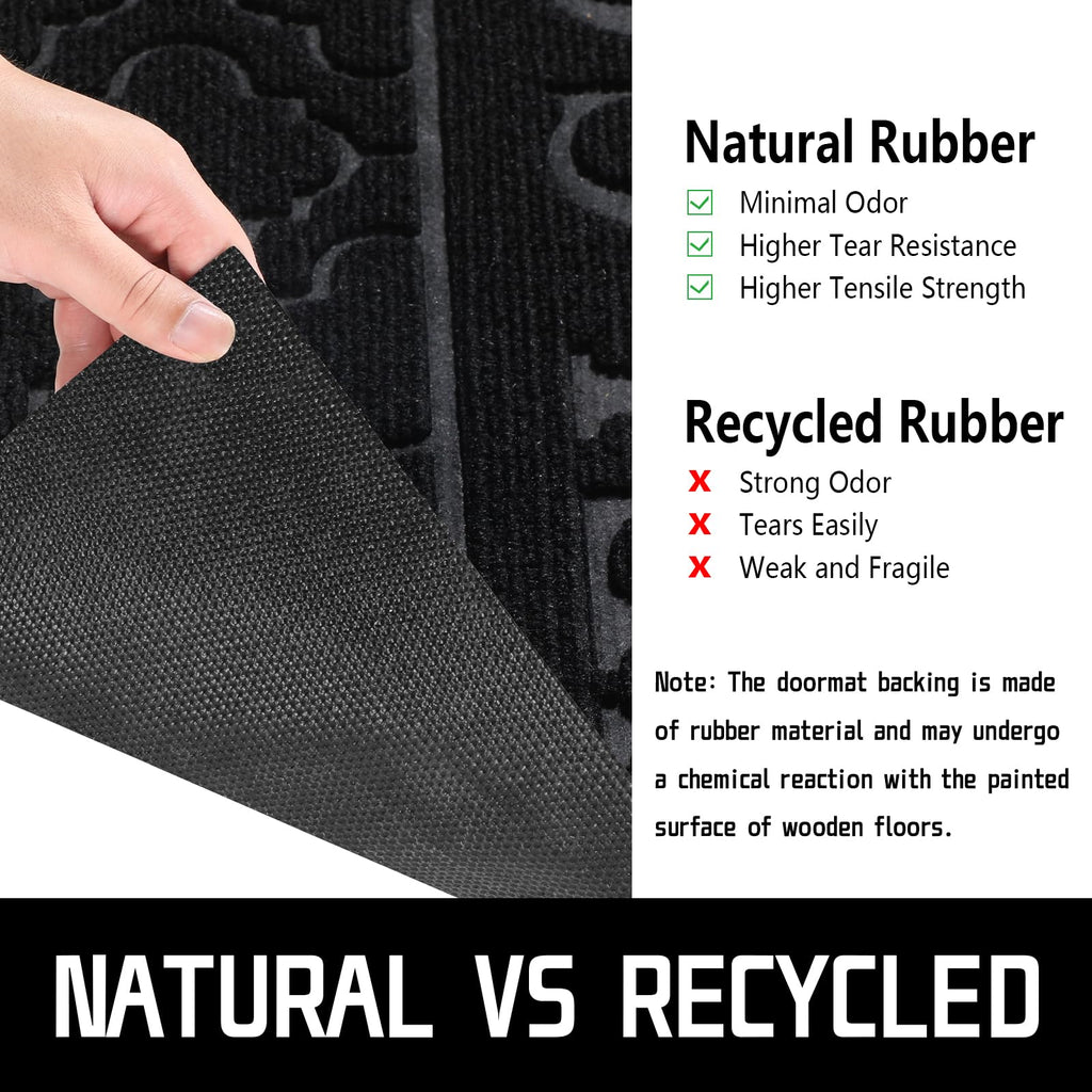 Yimobra Welcome Mat Outdoor Indoor, All-Weather Waterproof Front Door Mat Outside Entrance, Non-Slip Low Profile Porch Patio Doormat, 29.5x17, Black