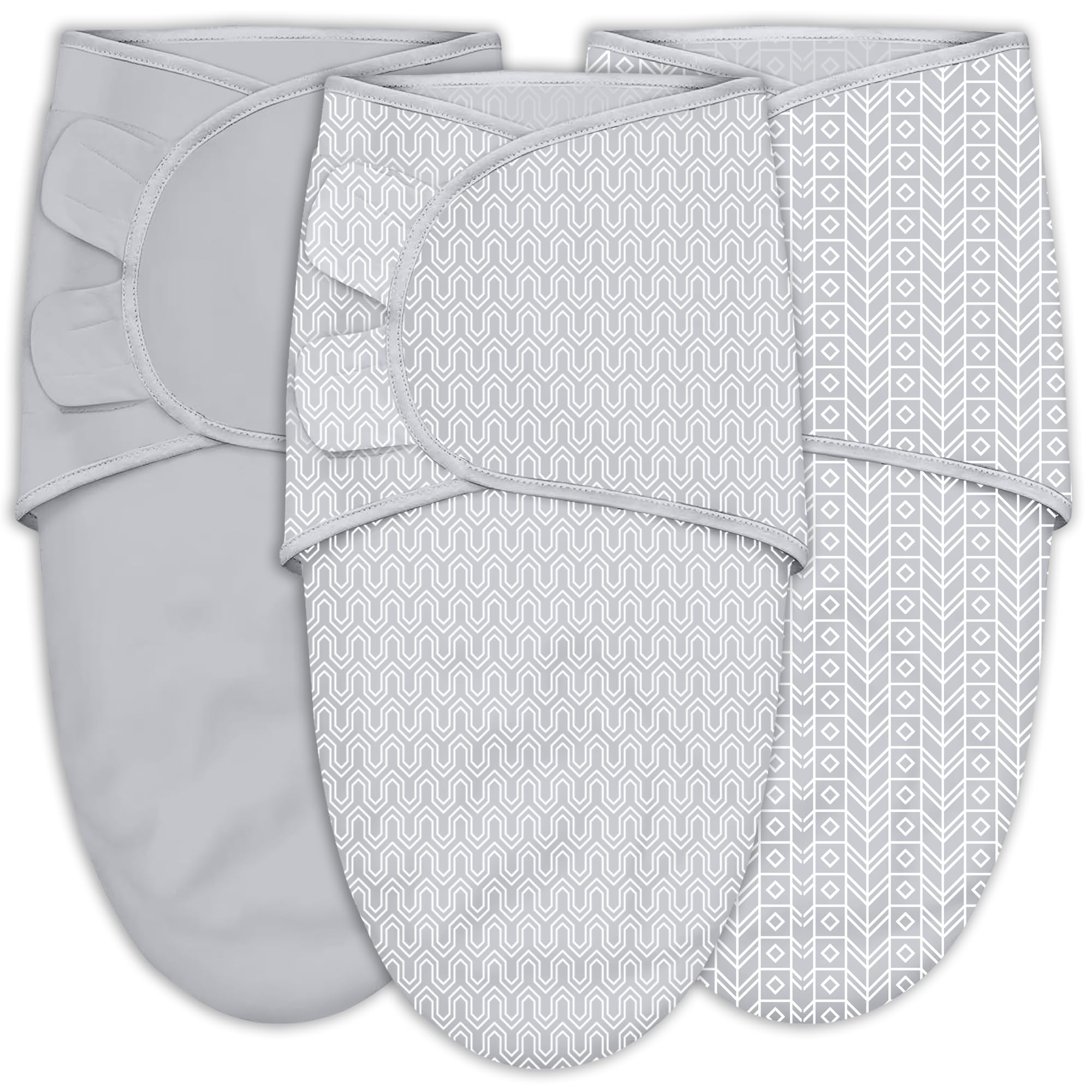 SWEET DOLPHIN 3-Pack Baby Swaddle Sleep Sacks - Newborn Swaddle Blanket with Soft Cotton - Ergonomic Wrap for Boys and Girls, 0-3 Months, Grey