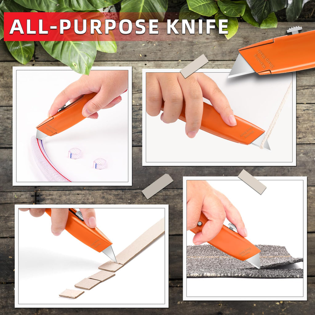 DIYSELF 2Pack Utility Knife Box Cutter Retractable Razor Blade Heavy Duty Box Cutters Knife PVC Pipe Cutter (Red)