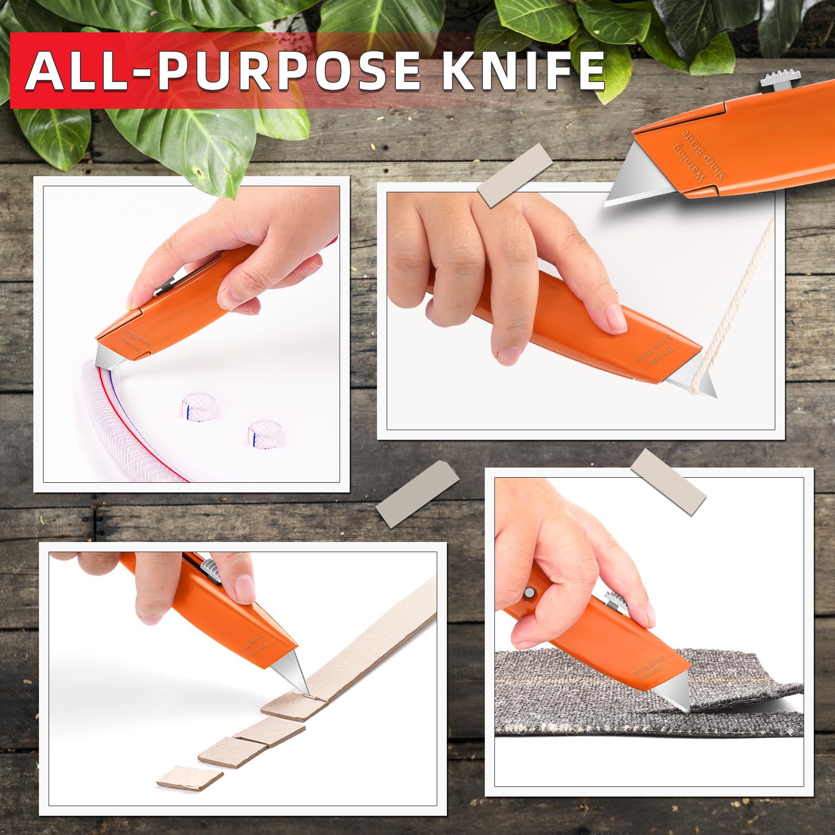 DIYSELF 2Pack Utility Knife Box Cutter Retractable Razor Blade Heavy Duty Box Cutters Knife PVC Pipe Cutter (Red)