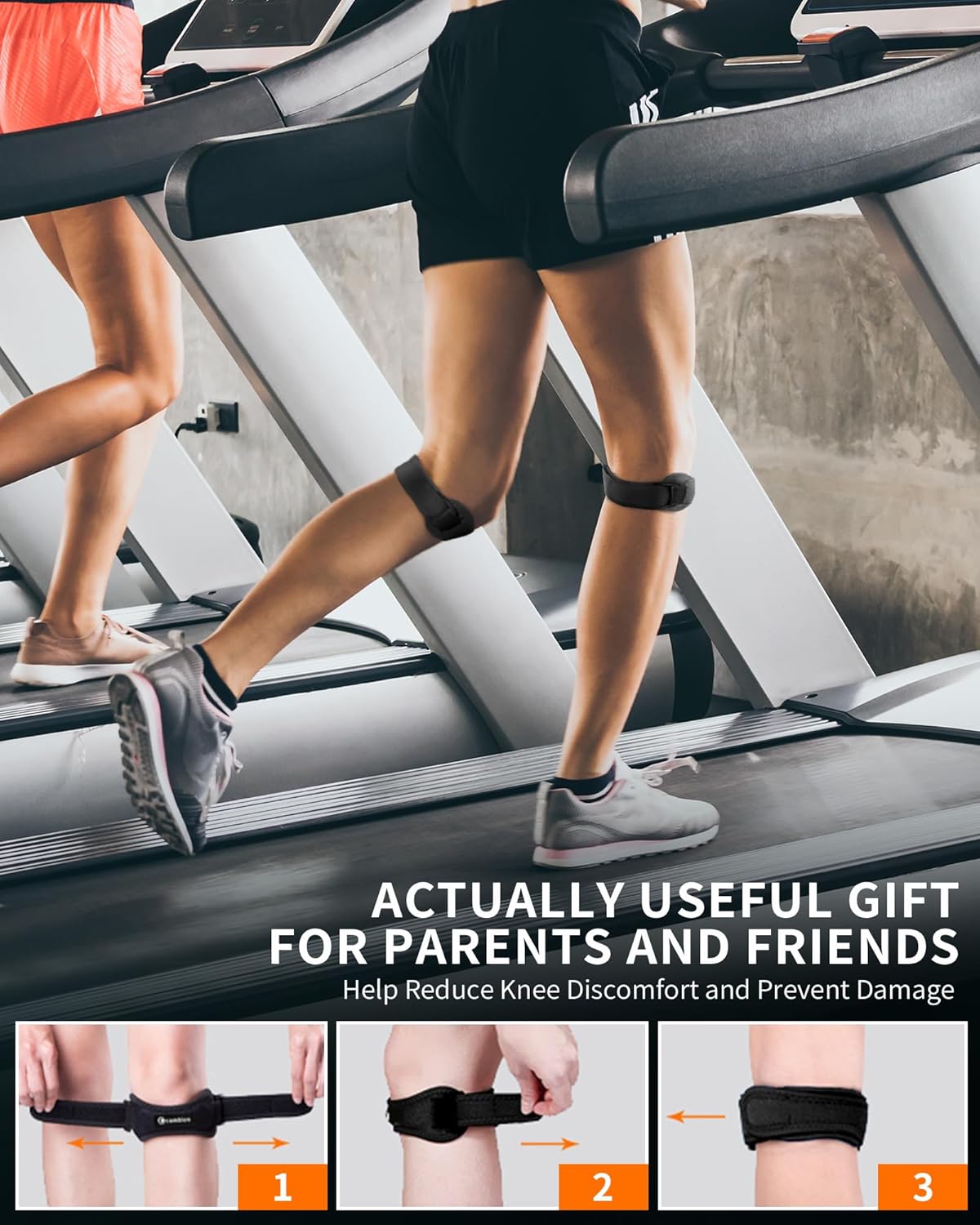 CAMBIVO 2 Pack Knee Braces for Women and Men, Patella Knee Support Strap, for Tendonitis, Basketball, Running, Hiking, Volleyball, Tennis, Squats