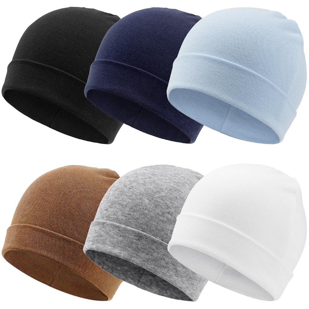 DRESHOW BQUBO 6 Pack Baby Beanie Hats for Unisex Infant Toddler Cotton Beanie Newborn Hospital Hat for Boys Girls 0-6 Months
