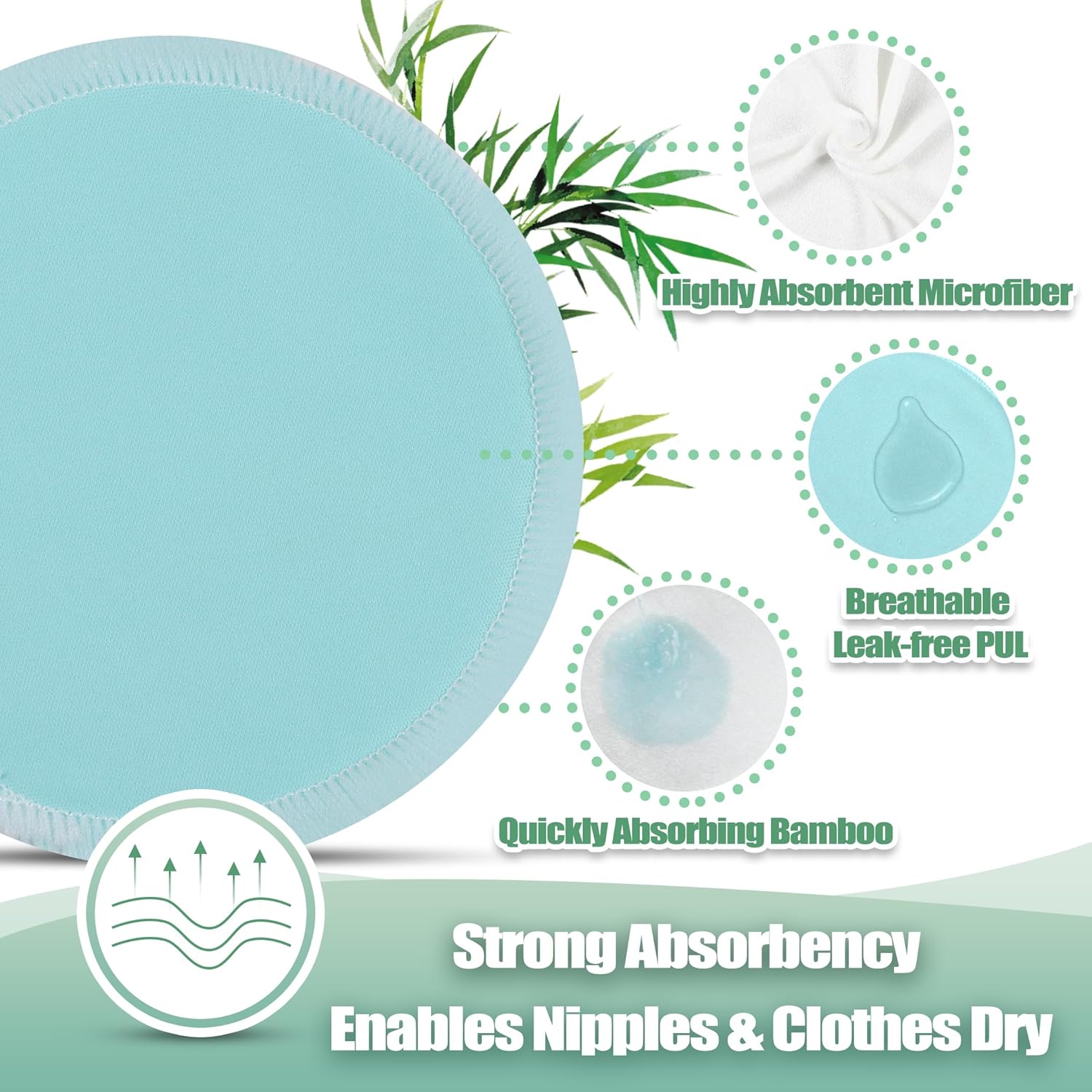 wegreeco Nursing Breast Pads (14 Pack) + Laundry Bag & Travel Storage Bag, 4.7 inch Option - Washable & Reusable Breastfeeding Nursing Pads (Mild, Large)
