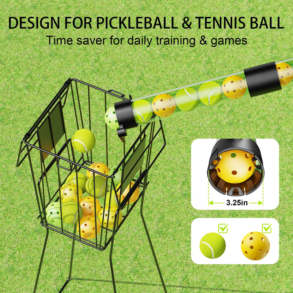 17 Balls Pickleball Ball Retriever & Ball Holder Storage with Strap, Back Saver for Pickleball Accessories, Quick for Pickleball Tube Ball Pickup