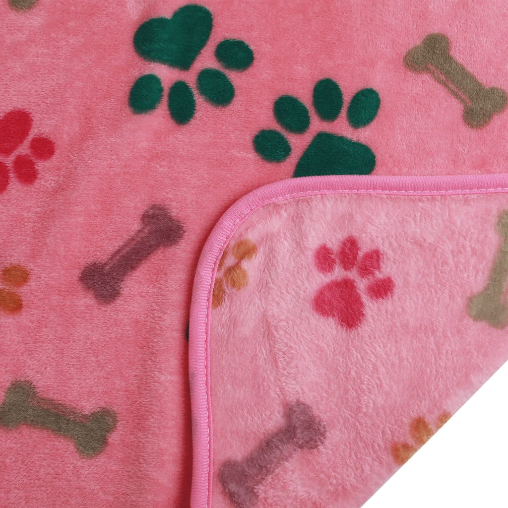 Luciphia 1 Pack 3 Blankets Fluffy Premium Fleece Pet Blanket Flannel Paw Printed Throw for Dog Cat(Small 23x16'', Grey/Brown/Blue)