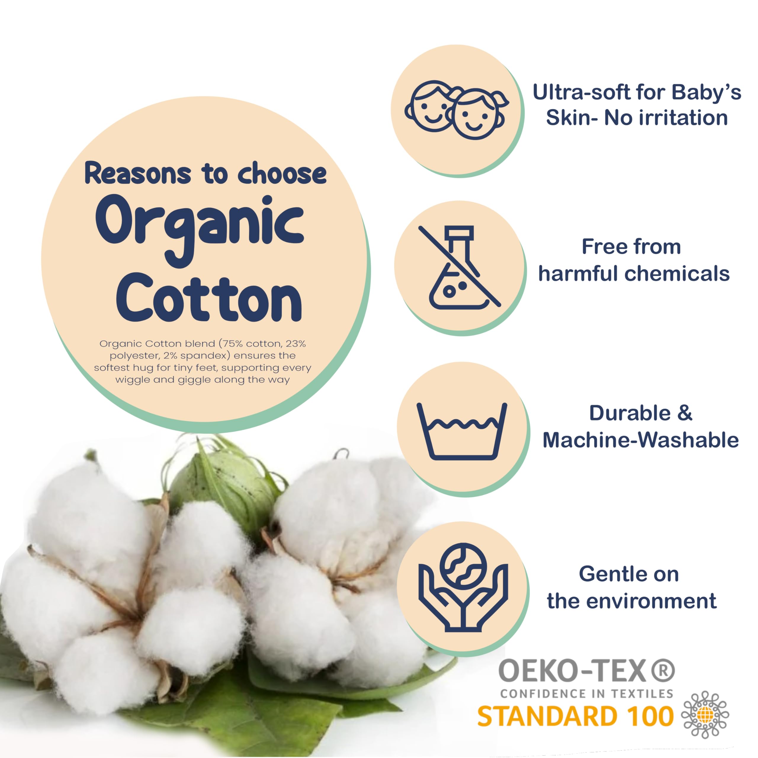 Mother's Choice Organic Cotton Baby Socks Infant 0-6 Months - 12 pairs Soft, Cozy, and Gentle Newborn Socks for Girls & Boys, Perfect Baby Gift for Everyday Wear, and Infant Comfort