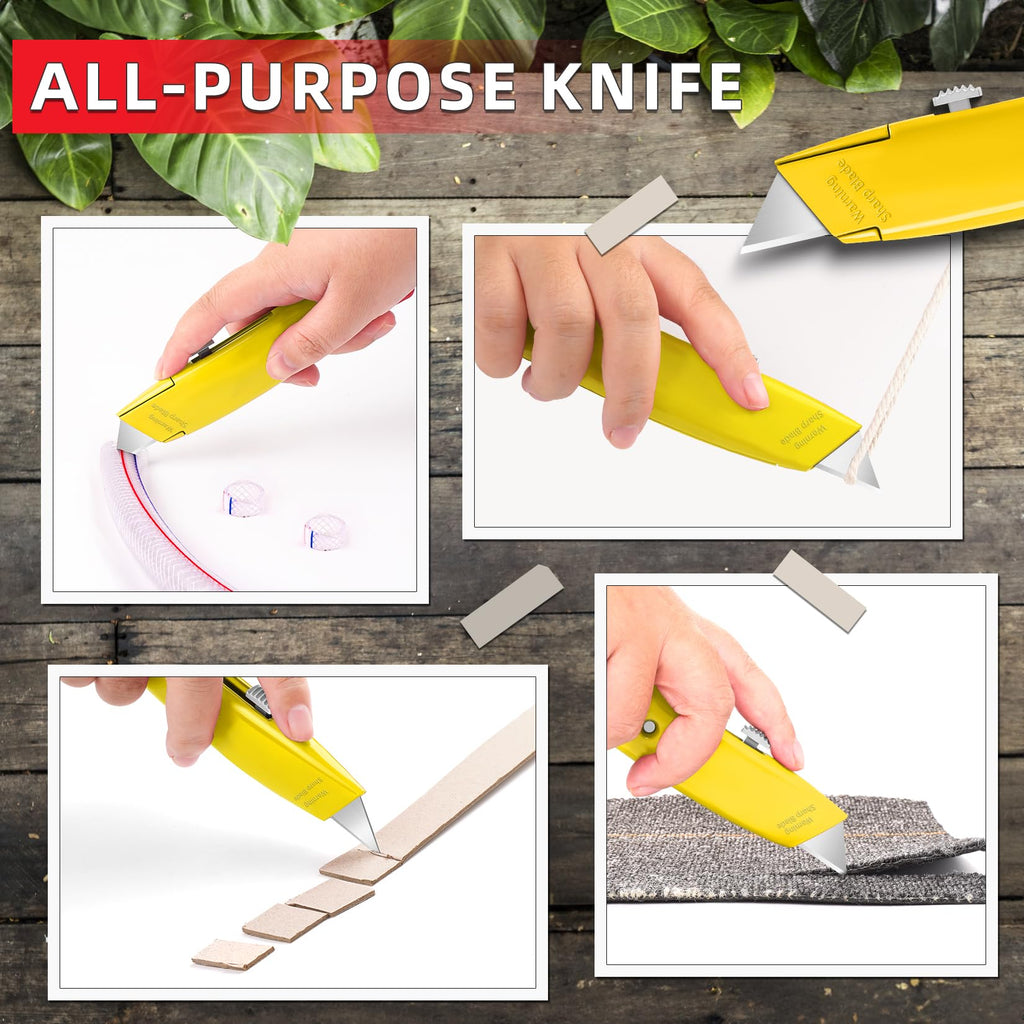 DIYSELF 2Pack Utility Knife Box Cutter Retractable Razor Blade Heavy Duty Box Cutters Knife PVC Pipe Cutter (Red)