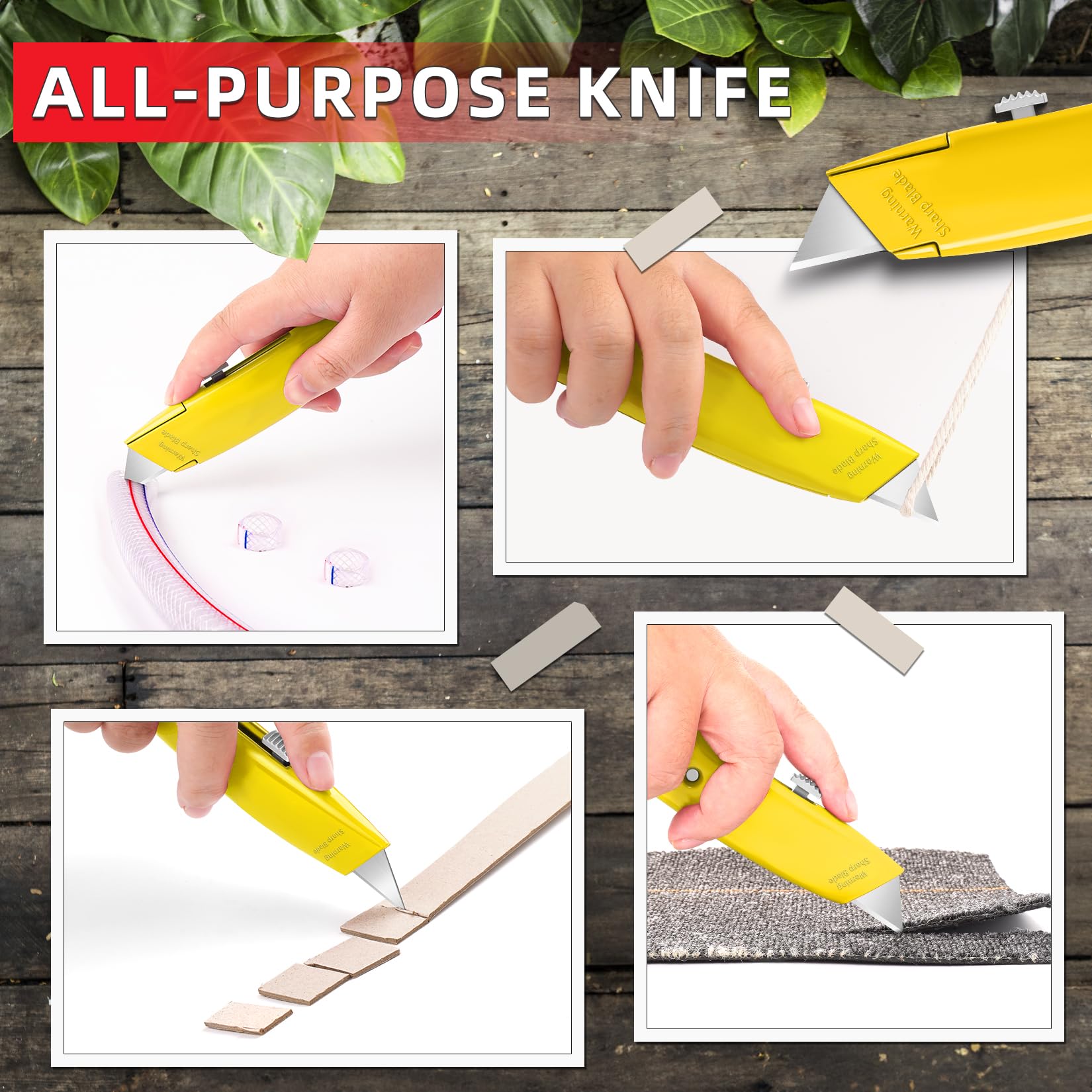 DIYSELF 2Pack Utility Knife Box Cutter Retractable Razor Blade Heavy Duty Box Cutters Knife PVC Pipe Cutter (Red)