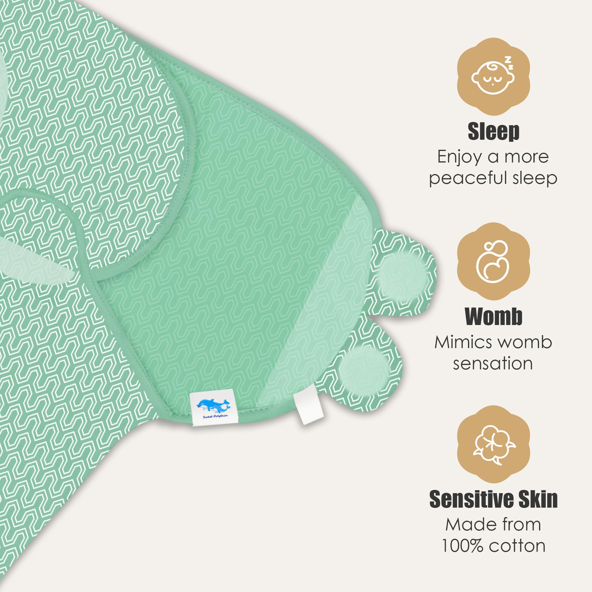 SWEET DOLPHIN 3-Pack Baby Swaddle Sleep Sacks - Newborn Swaddle Blanket with Soft Cotton - Ergonomic Wrap for Boys and Girls, 0-3 Months, Grey