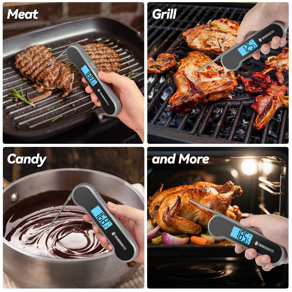0.5 Sec Instant Read Meat Thermometer Digital with ±0.5℉ Precision, Food Thermometer for Cooking Kitchen Gadgets, Oven Grill Candy BBQ Essentials Accessories, Gifts for Him Dad Men Birthday, Red