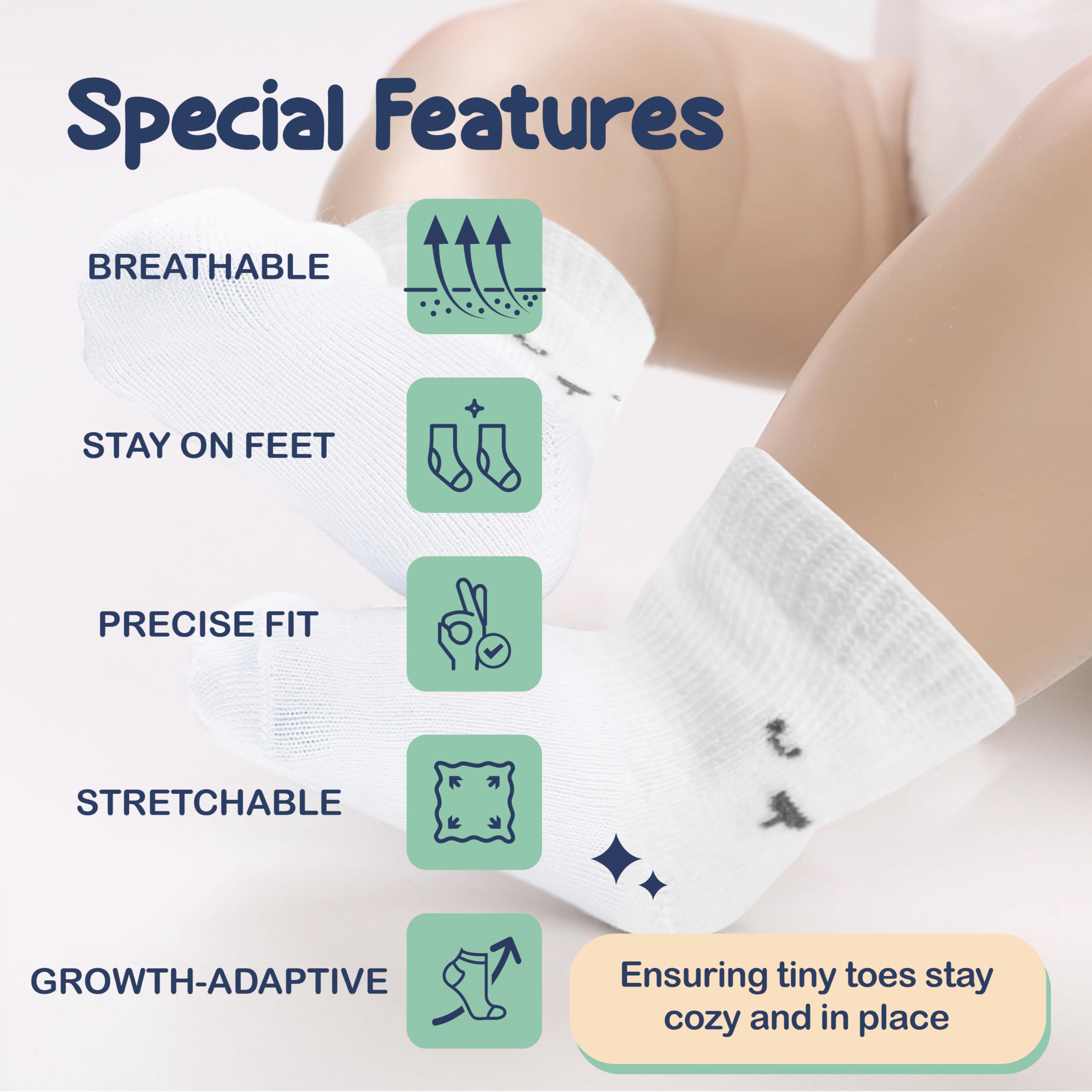 Mother's Choice Organic Cotton Baby Socks Infant 0-6 Months - 12 pairs Soft, Cozy, and Gentle Newborn Socks for Girls & Boys, Perfect Baby Gift for Everyday Wear, and Infant Comfort