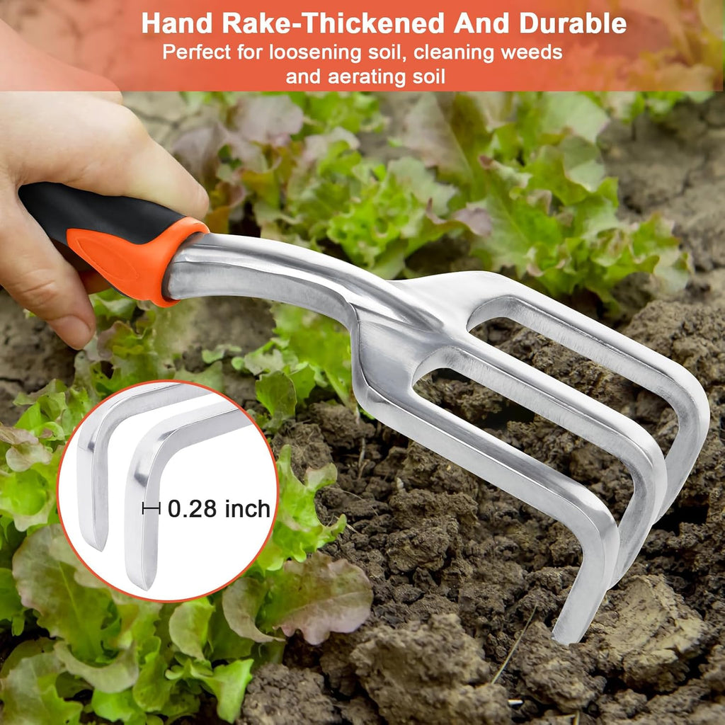 Garden Tools Set, 3 Pack Heavy Duty Gardening Tools Set Include Garden Shovel, Transplant Trowel and Hand Rake with Ergonomic Non-Slip Handle, Aluminum Alloy Lawn and Garden Hand Tools for Planting