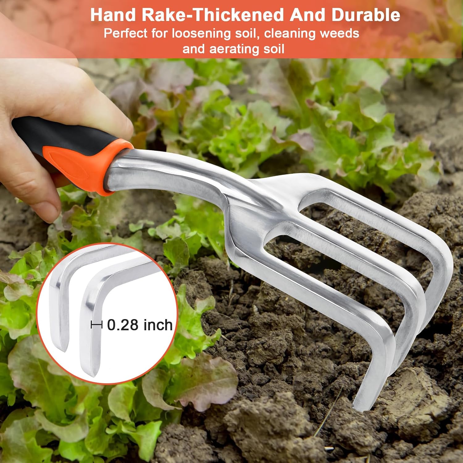 Garden Tools Set, 3 Pack Heavy Duty Gardening Tools Set Include Garden Shovel, Transplant Trowel and Hand Rake with Ergonomic Non-Slip Handle, Aluminum Alloy Lawn and Garden Hand Tools for Planting